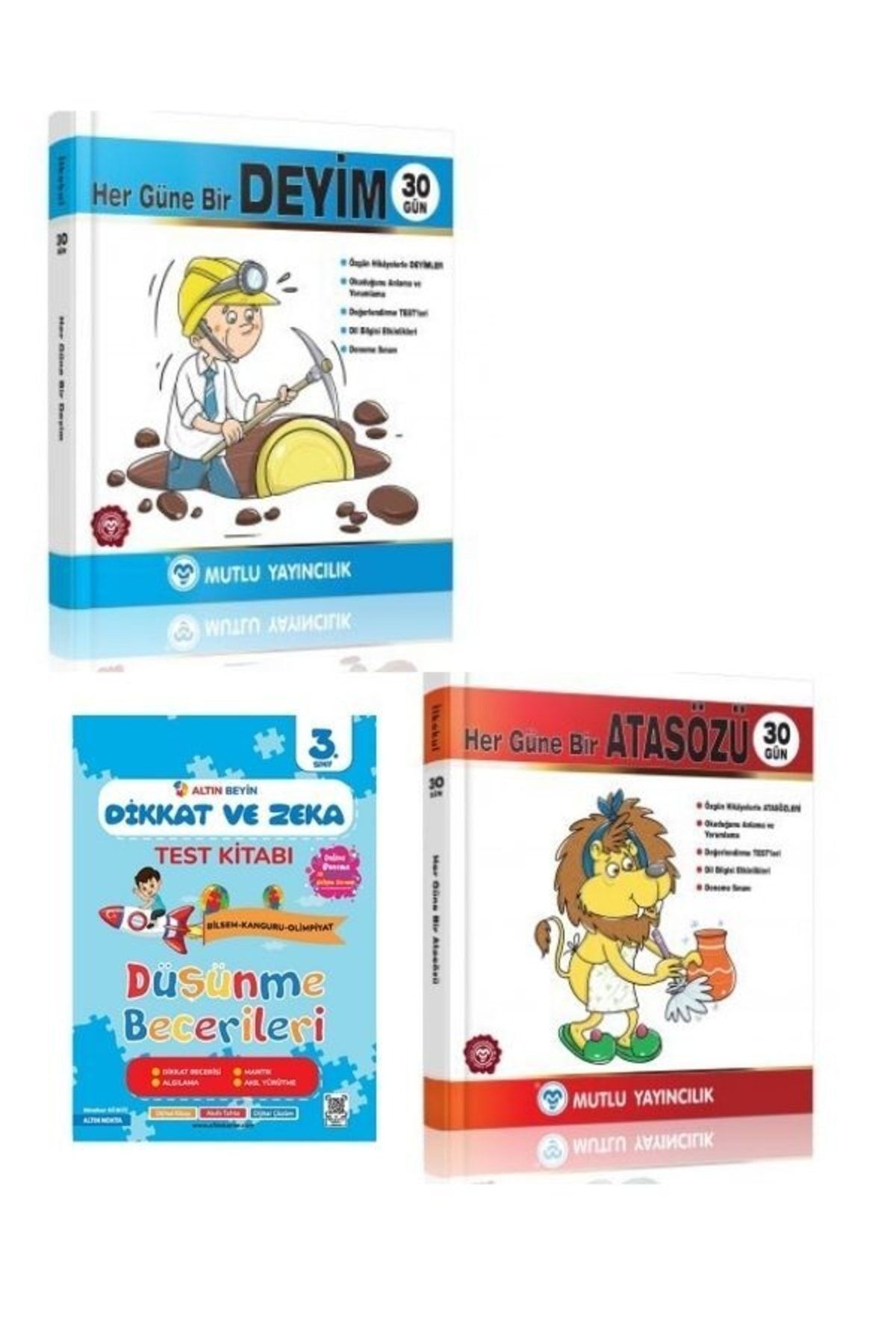 Mutlu Yayıncılık Mutlu 3 Sınıf Atasözleri Deyimler Dikkat Ve Zeka Test Kitabı Seti