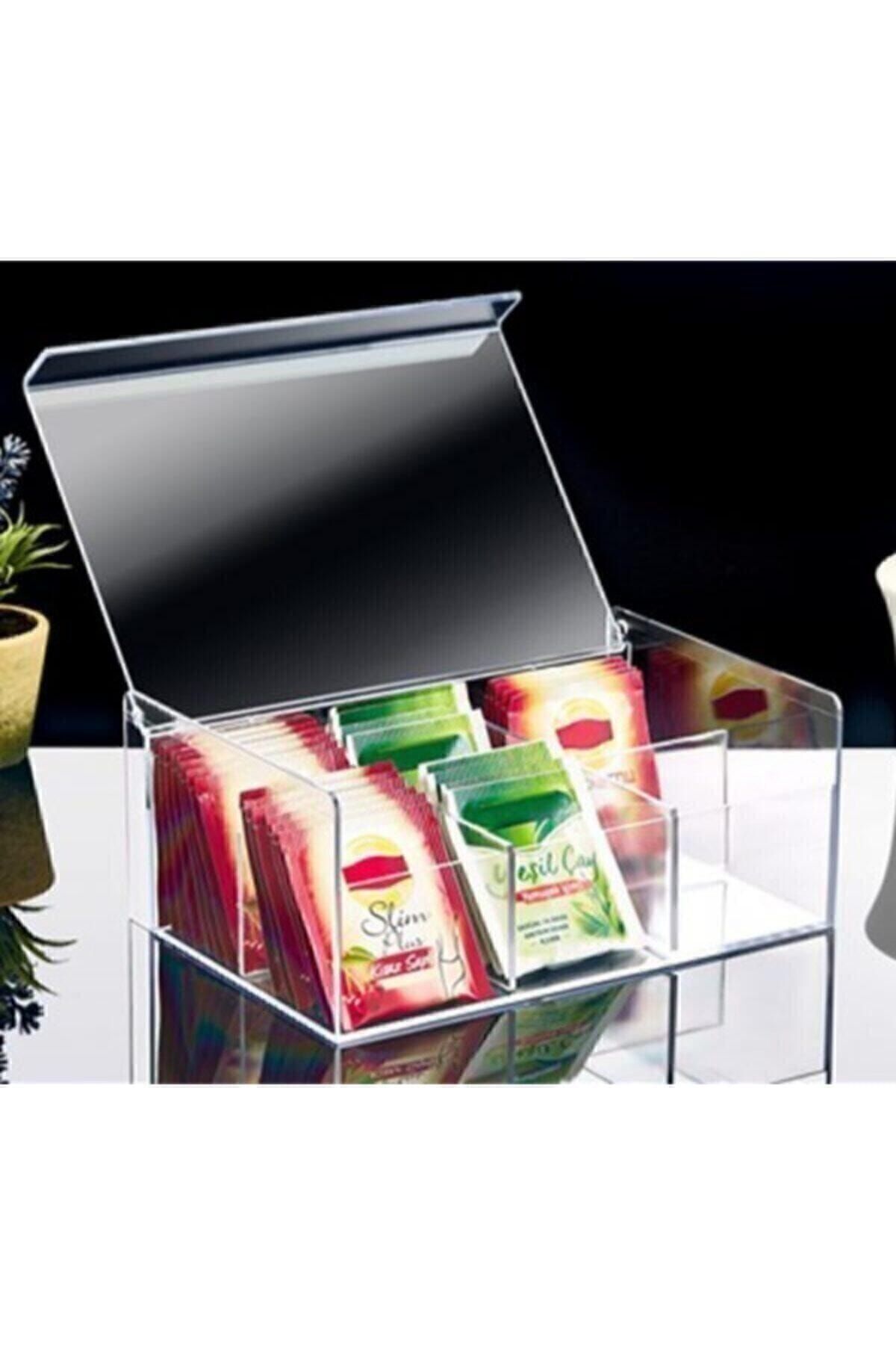 NEWSTORE Çay Kutusu 6bölmeli Kapaklı Poşet Bitki Çayı Saklama Kabı