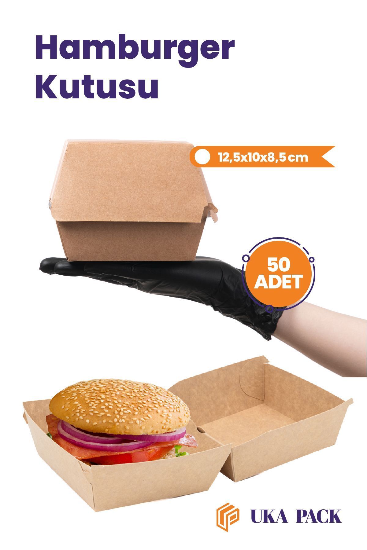 UKAPACK Baskısız Kraft Hamburger Kutusu 50 adet