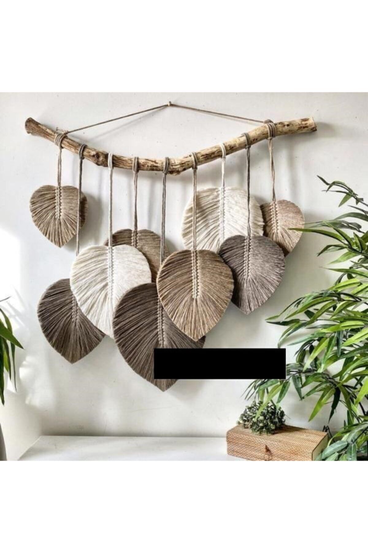NinaStore El Yapımı Makrome Yaprak Duvar Süsü