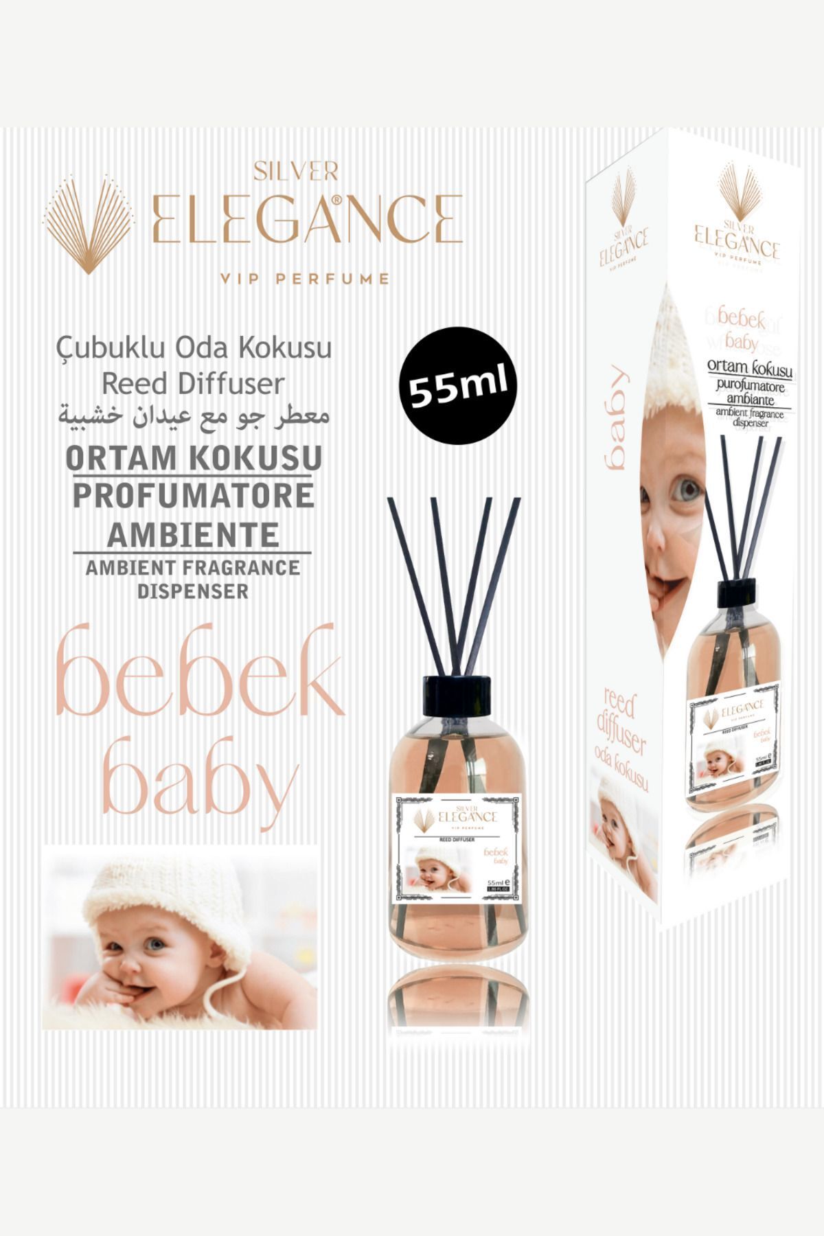 Elegance vip Perfume Bebek Reed Diffuser Bambu Çubuklu Oda Kokusu (55 Ml)