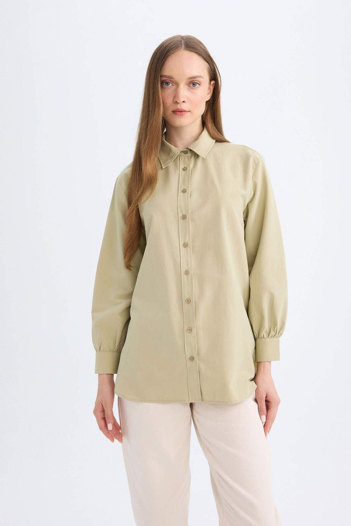 Defacto DFC - Relax Fit Poplin Uzun Kollu Gömlek Tunik
