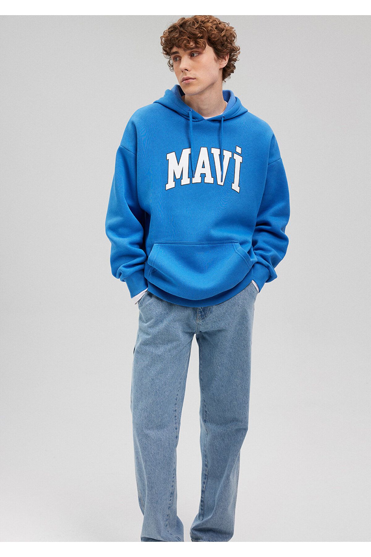 Mavi Erkek Logo Baskılı Kapüşonlu Sweatshirt 067149-81347