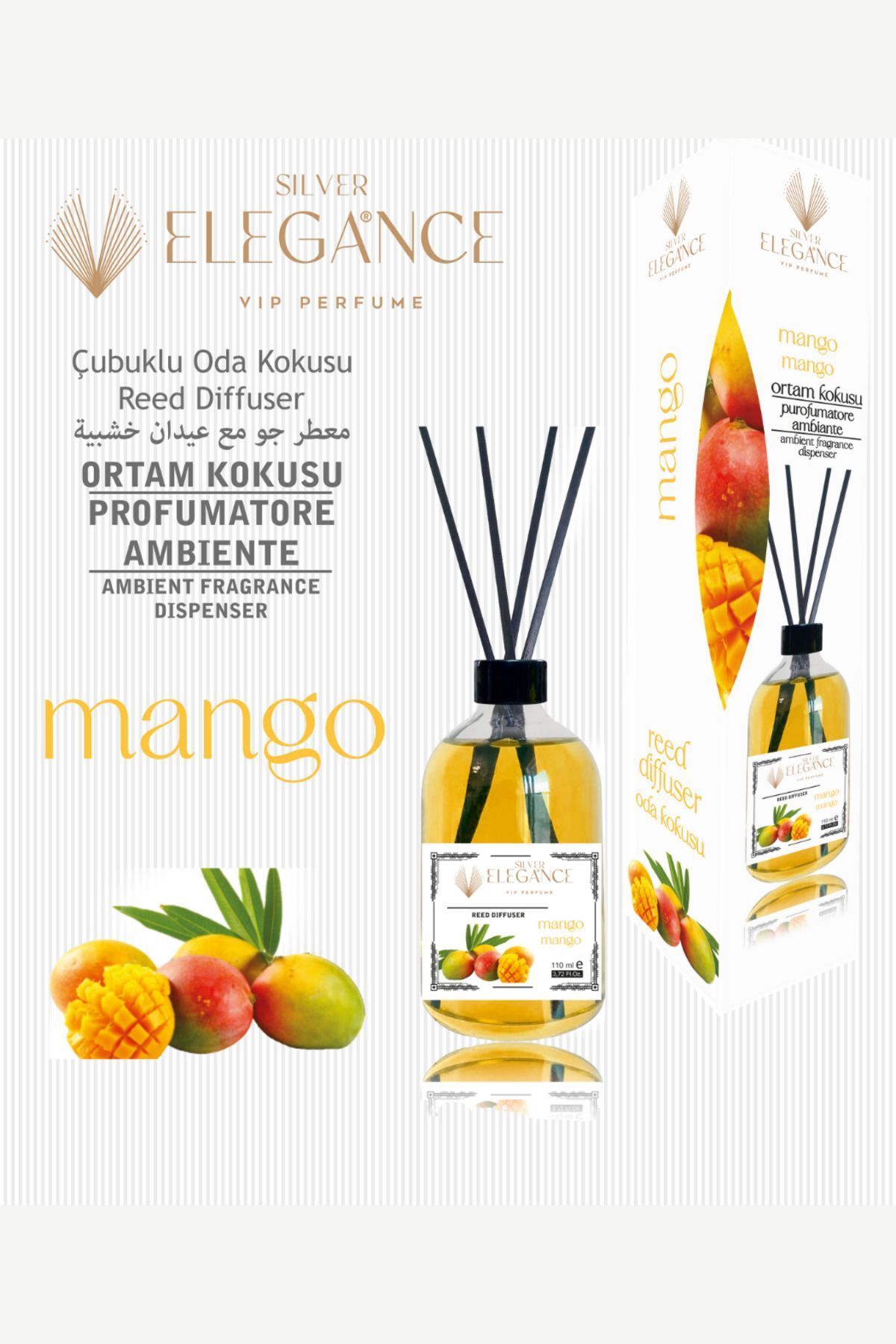 Elegance vip Perfume Mango Reed Diffuser Bambu Çubuklu Oda Kokusu. (110 Ml)