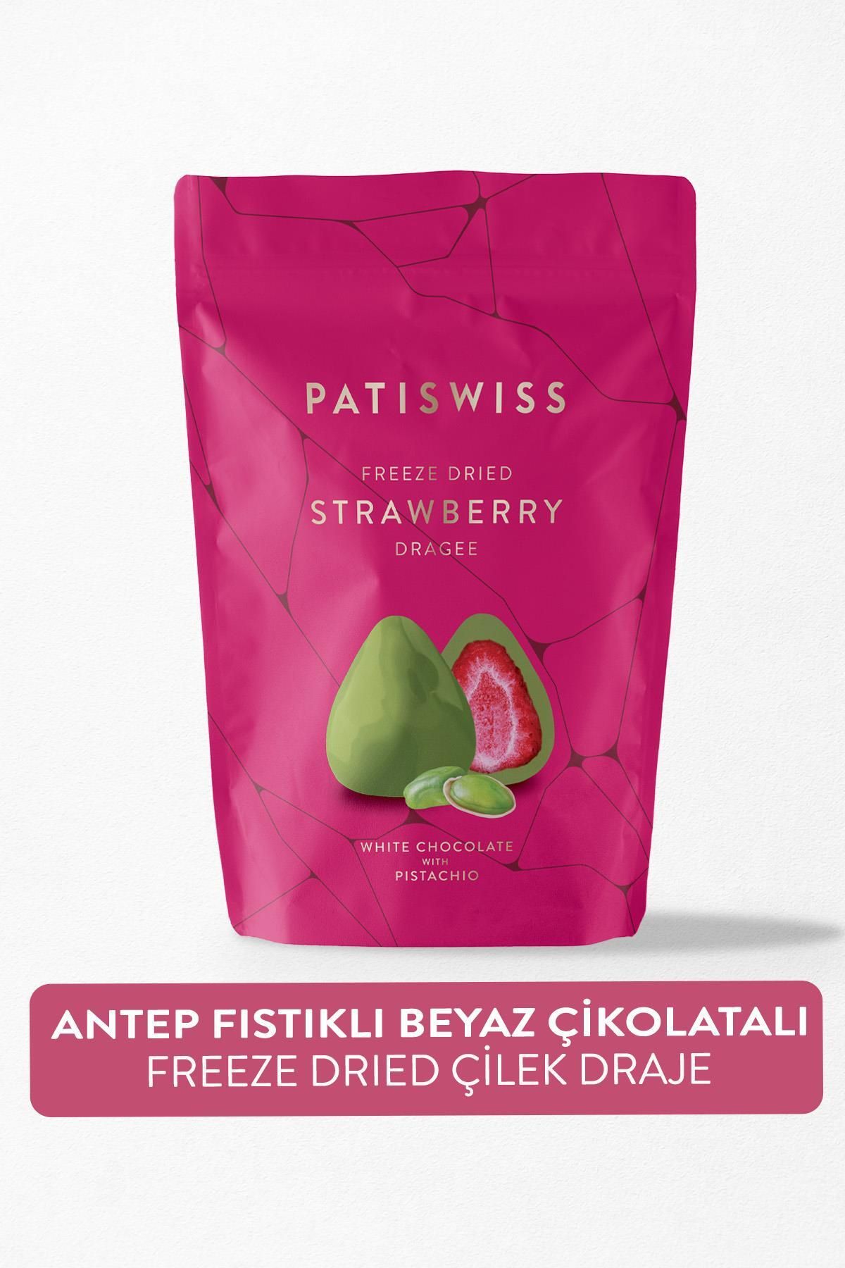 Patiswiss Antep Fıstıklı Beyaz Çikolatalı Çilek Draje 80g