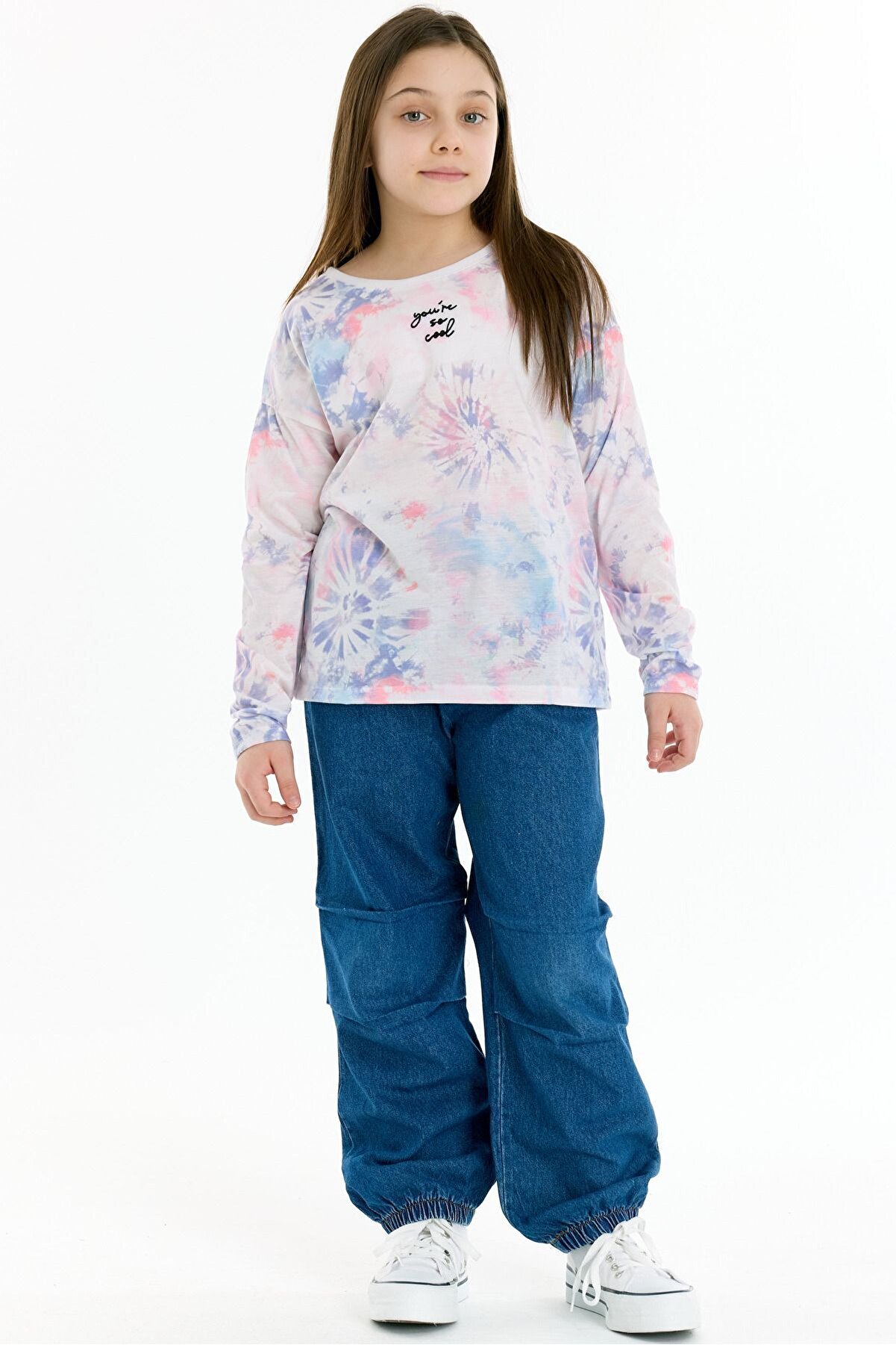 Kyron %100 Pamuk Batik Tişört - Lila Kız Çocuk Modası