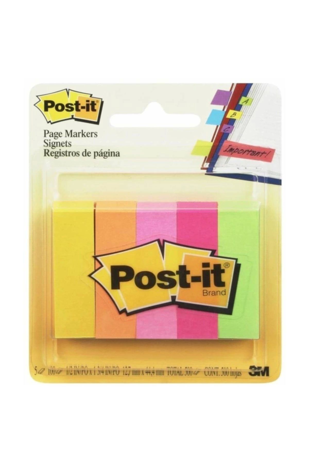 Genel Markalar Parmak Postit 670/5 Not Sayfa Işareti, 5 Renk X 100 Yaprak