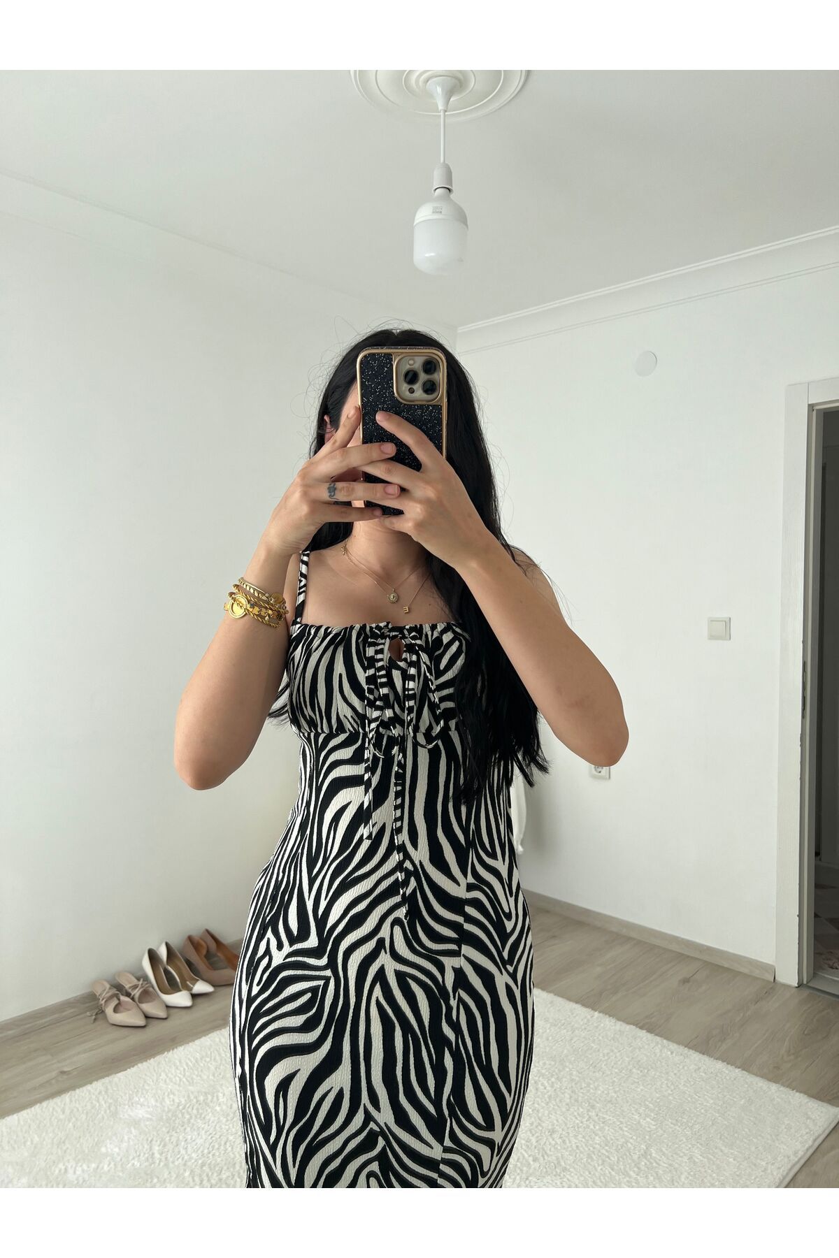 Abalı Zebra elbise