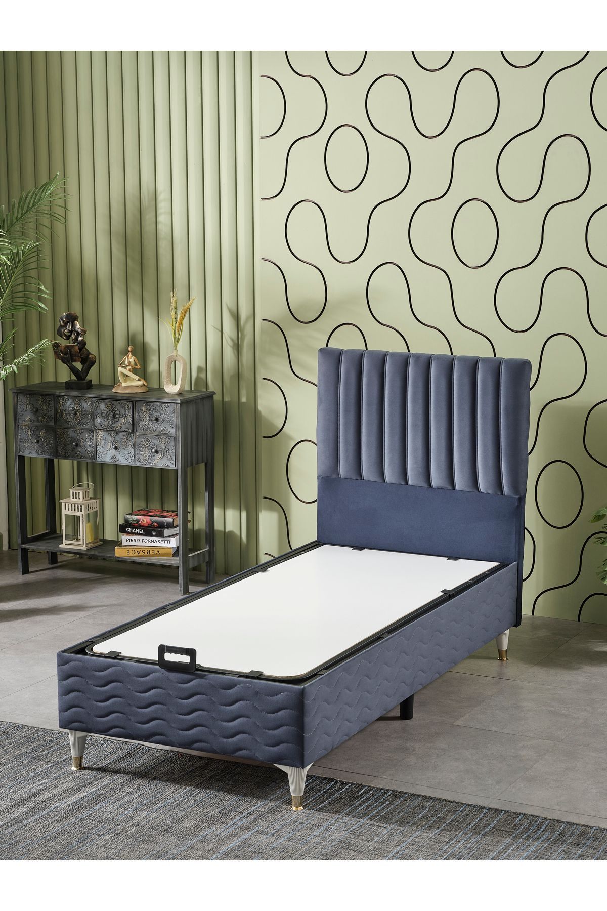 beehanem Ezgi 90x190 Tek Kişilik (Baza+Başlık) 2 Li Set (BabyFace İndigo)