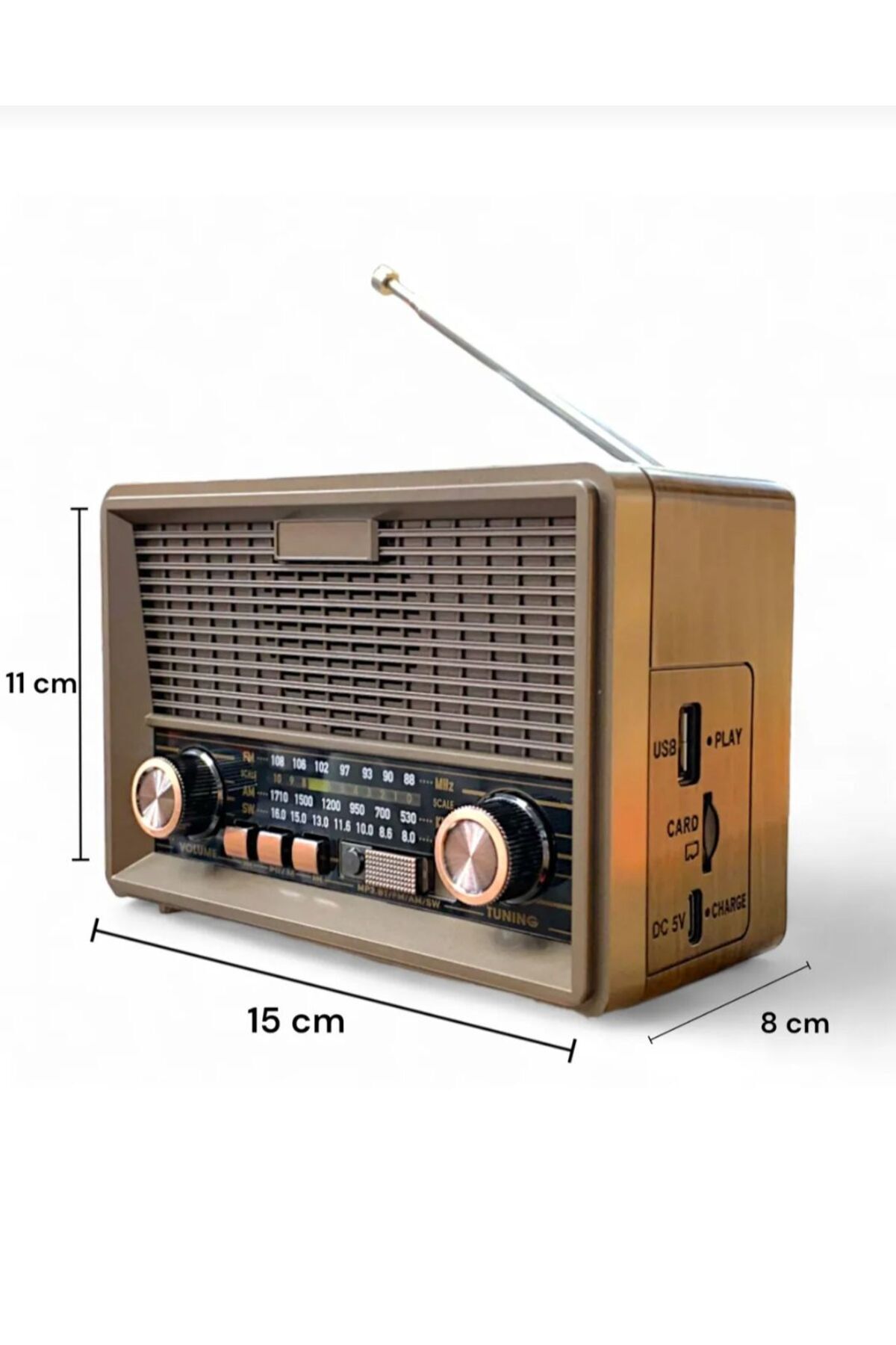 Everton Rt-569 Bluetooth Fm-Usb-Tf-Aux Güneş Enerjili Şarjlı Nostaljik Radyo