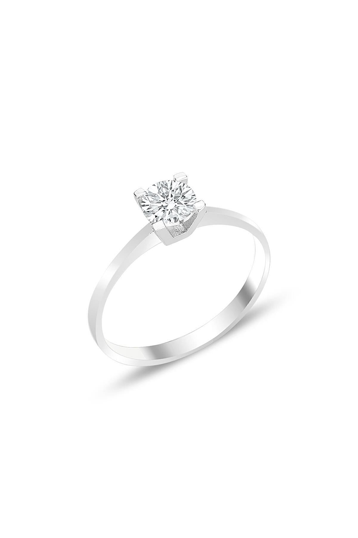 Söğütlü Silver Gümüş Rodyumlu Pırlanta Montürlü Tektaş Yüzük - SGTL12371RODAJ