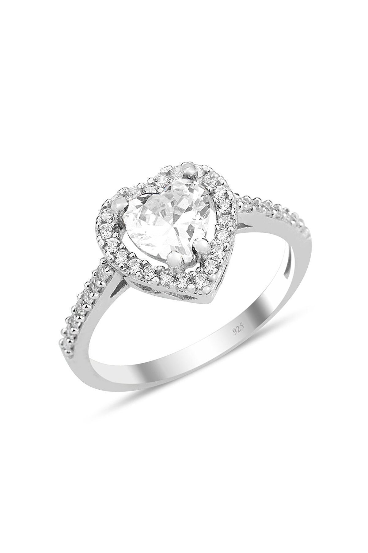 Söğütlü Silver Gümüş Kalp Modeli Zirkon Taşlı Yüzük Sgtl12081