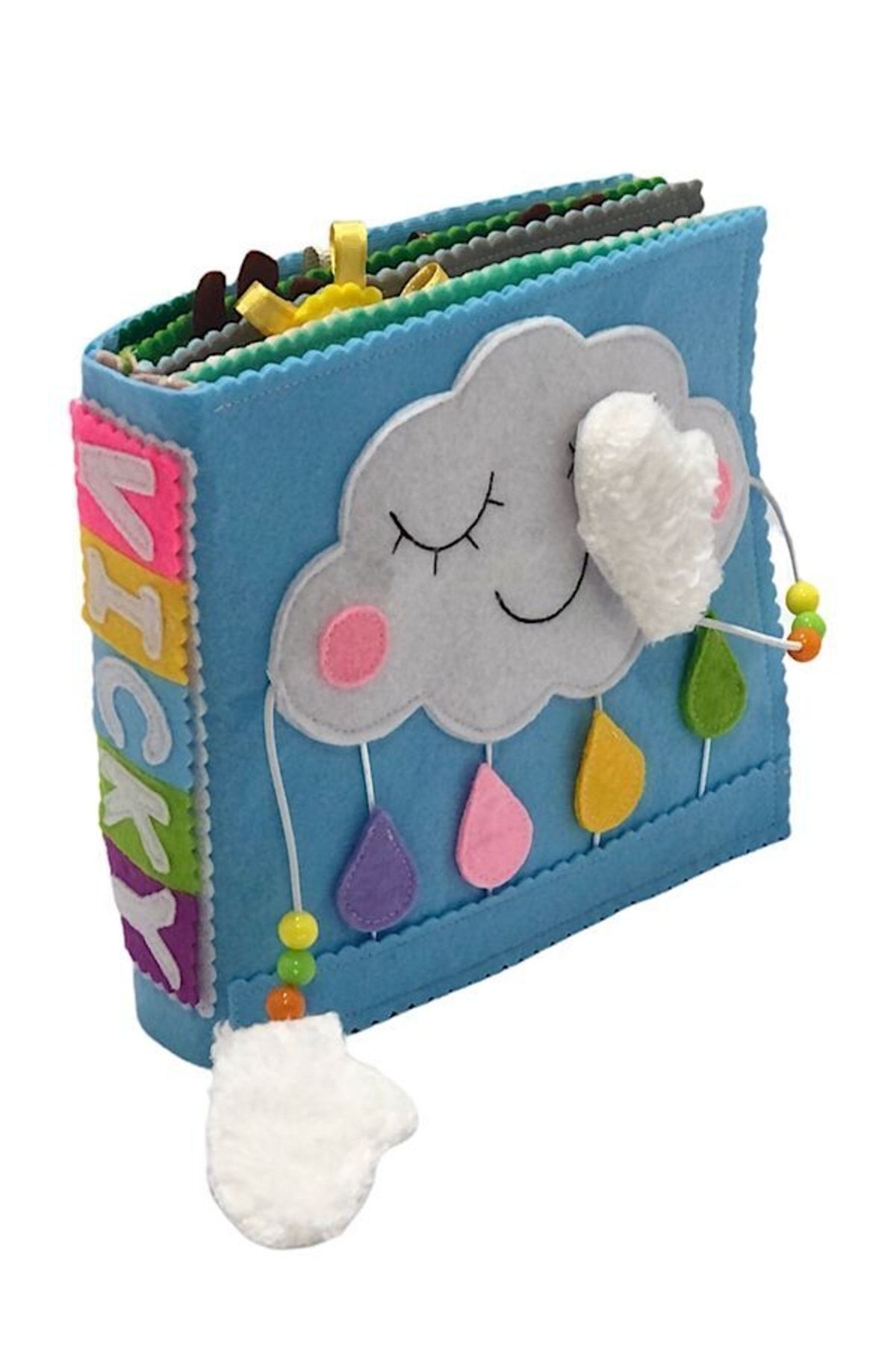 BEBİSBOOK 12-24 Ay Montessori Eğitim Aktivite Bebek Kitabı Mavi Bulut Tasarım Kapak