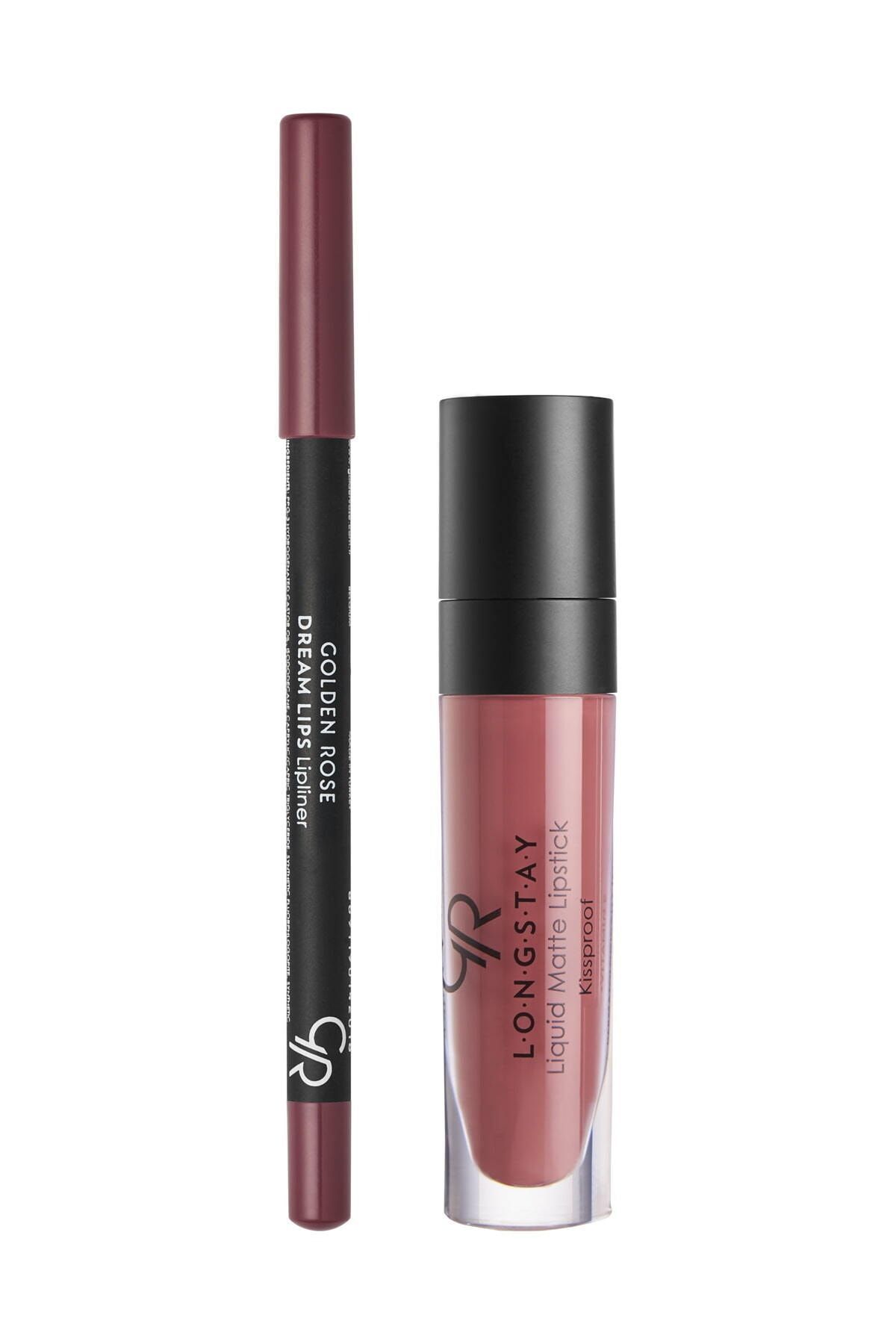 Golden Rose Matte Lip Kit - Rose Taupe - Likit Mat Ruj & Dudak Kalemi - 8691190433437
