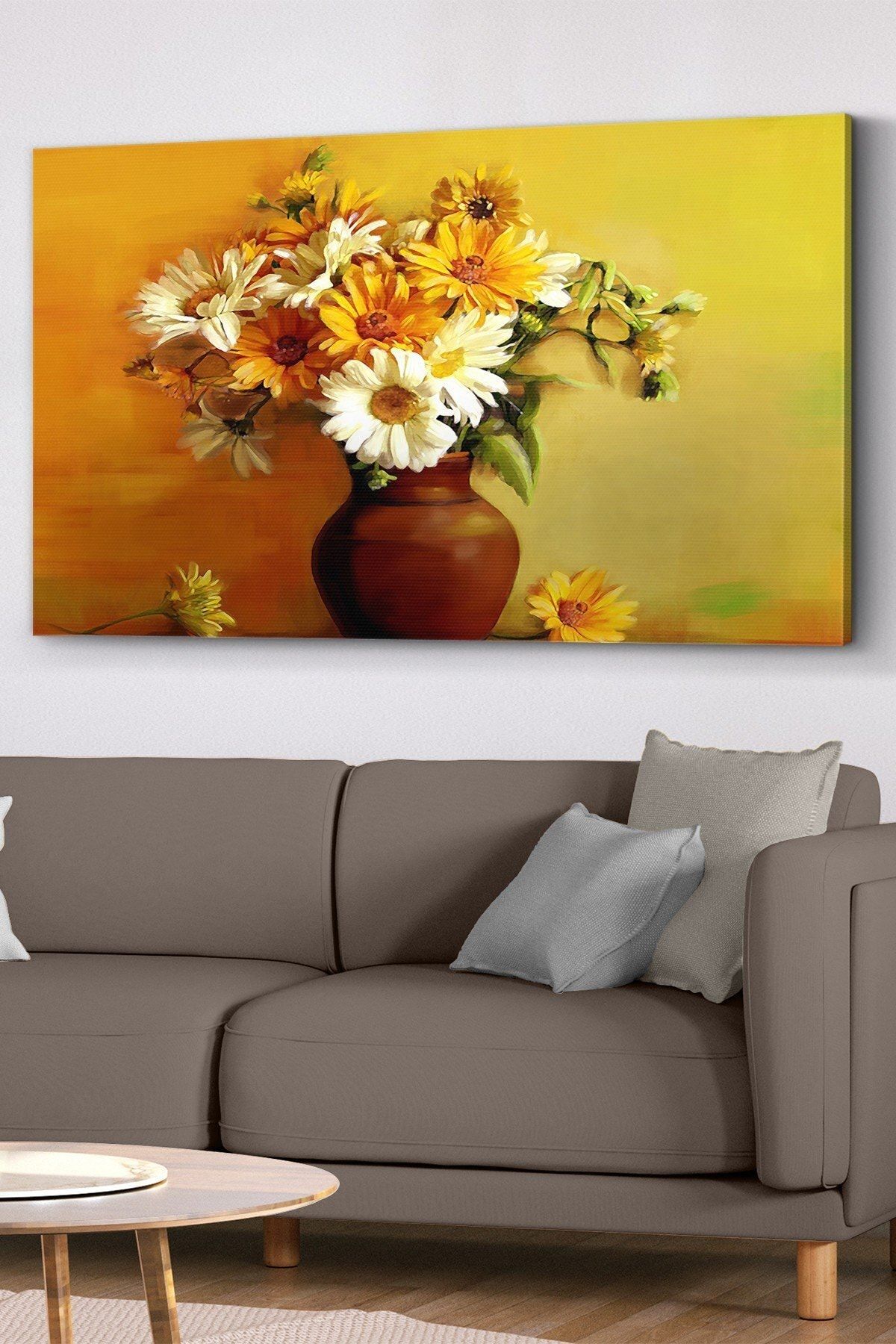 Evimemoda Vazoda Çiçek 65x100 Cm Kanvas - Canvas Tablo
