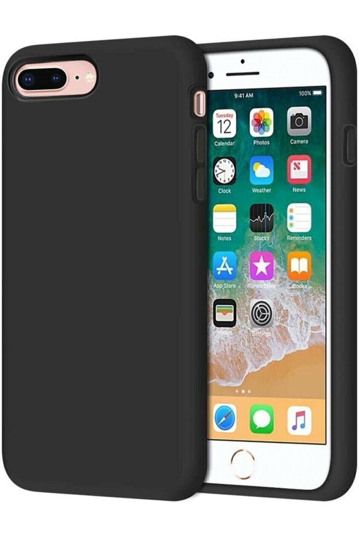 Mopal Iphone 7 Plus / 8 Plus Uyumlu Siyah Içi Kadife Lansman Silikon Kılıf