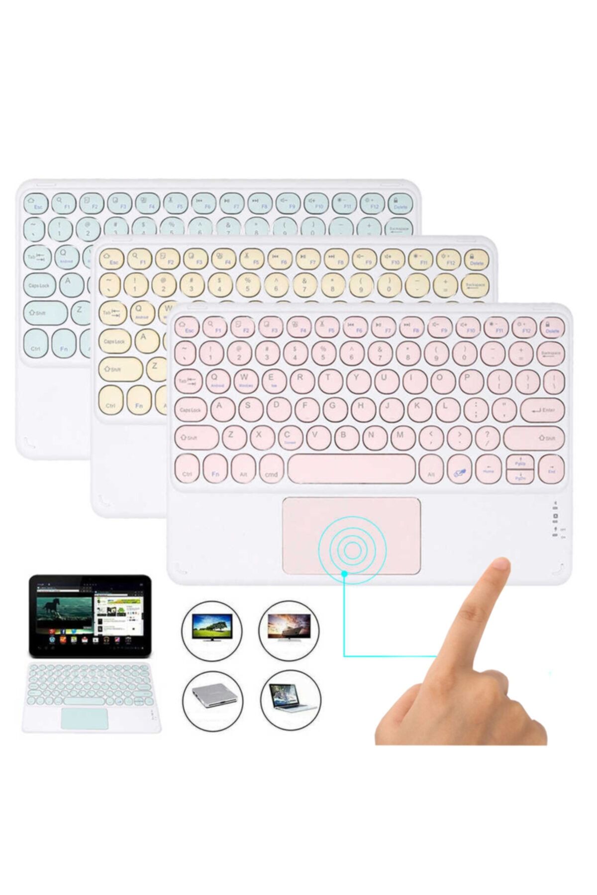 TECHNOM Tüm Cihazlara UyumluTouchpadAkıllıDokunmatik Ekranlı Kablosuz Bluetooth Klavye ios-android-win