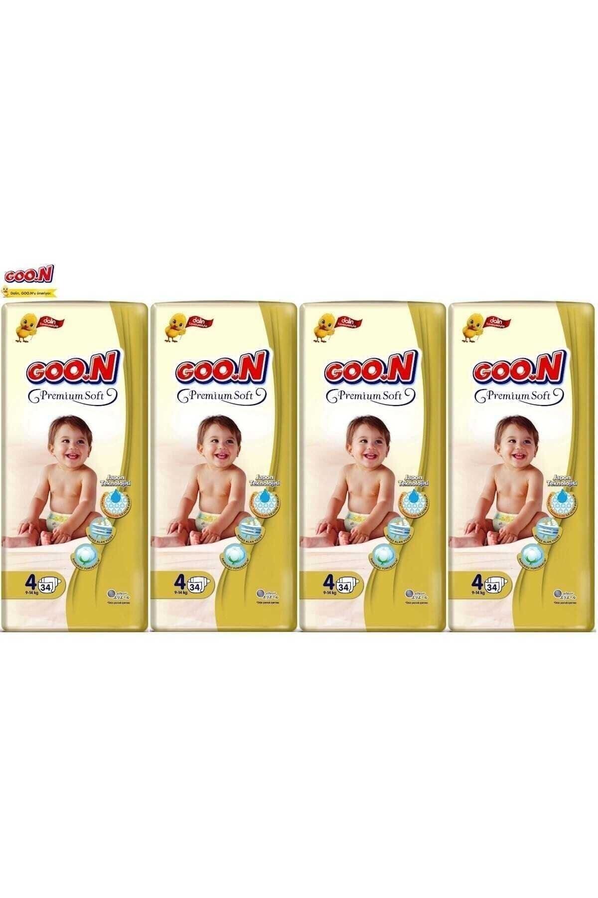 Goo.n Goon Premium Soft Jumbo Paket 4'lü Set 4 Beden 136 Adet