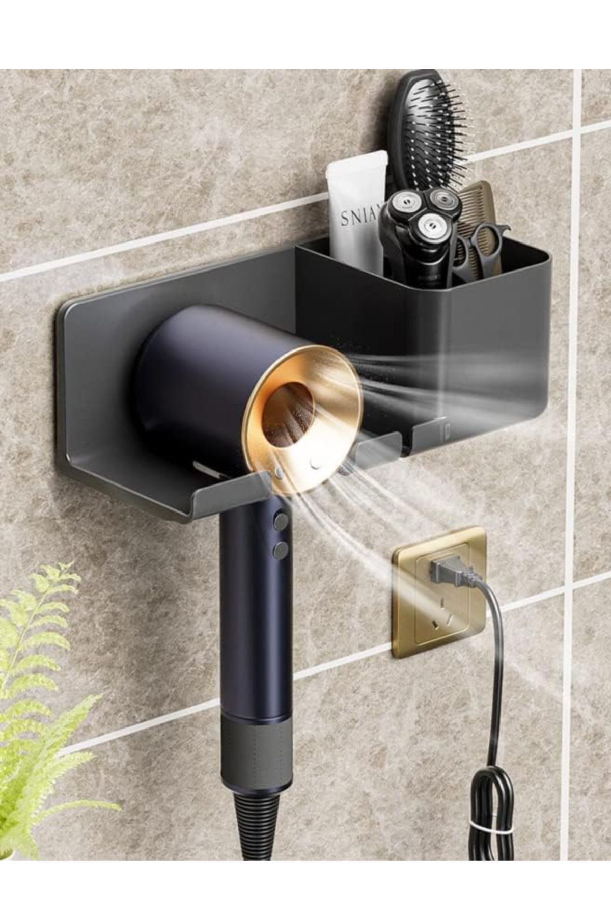 Genel Markalar Saç Kurutma Makinesi Düzleştirici Tarak Tutucu Pratik Banyo Düzenleyici Organizeri