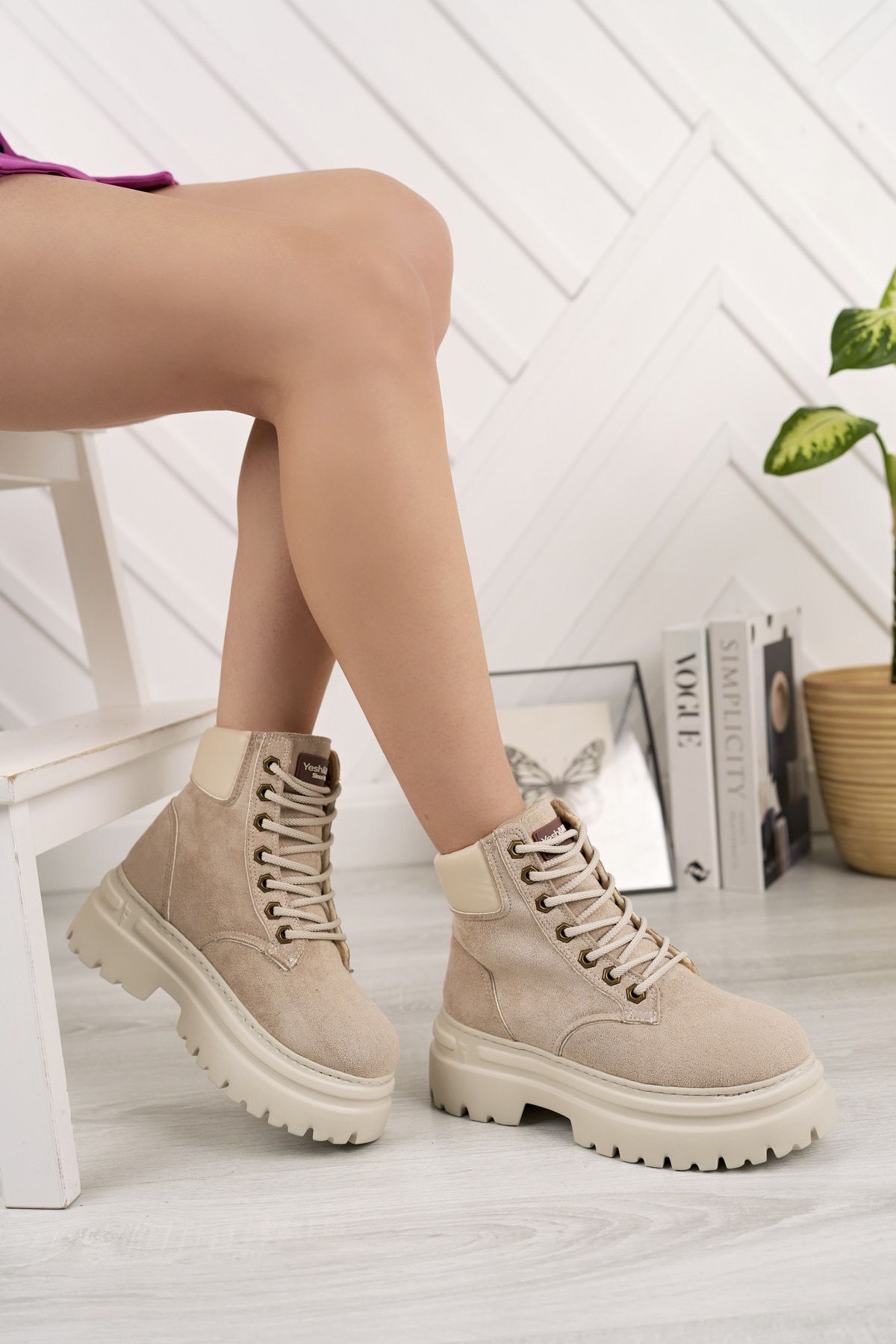 SUİNS SHOES Carla Kadın Bot Bağcıklı Süet Deri Bot