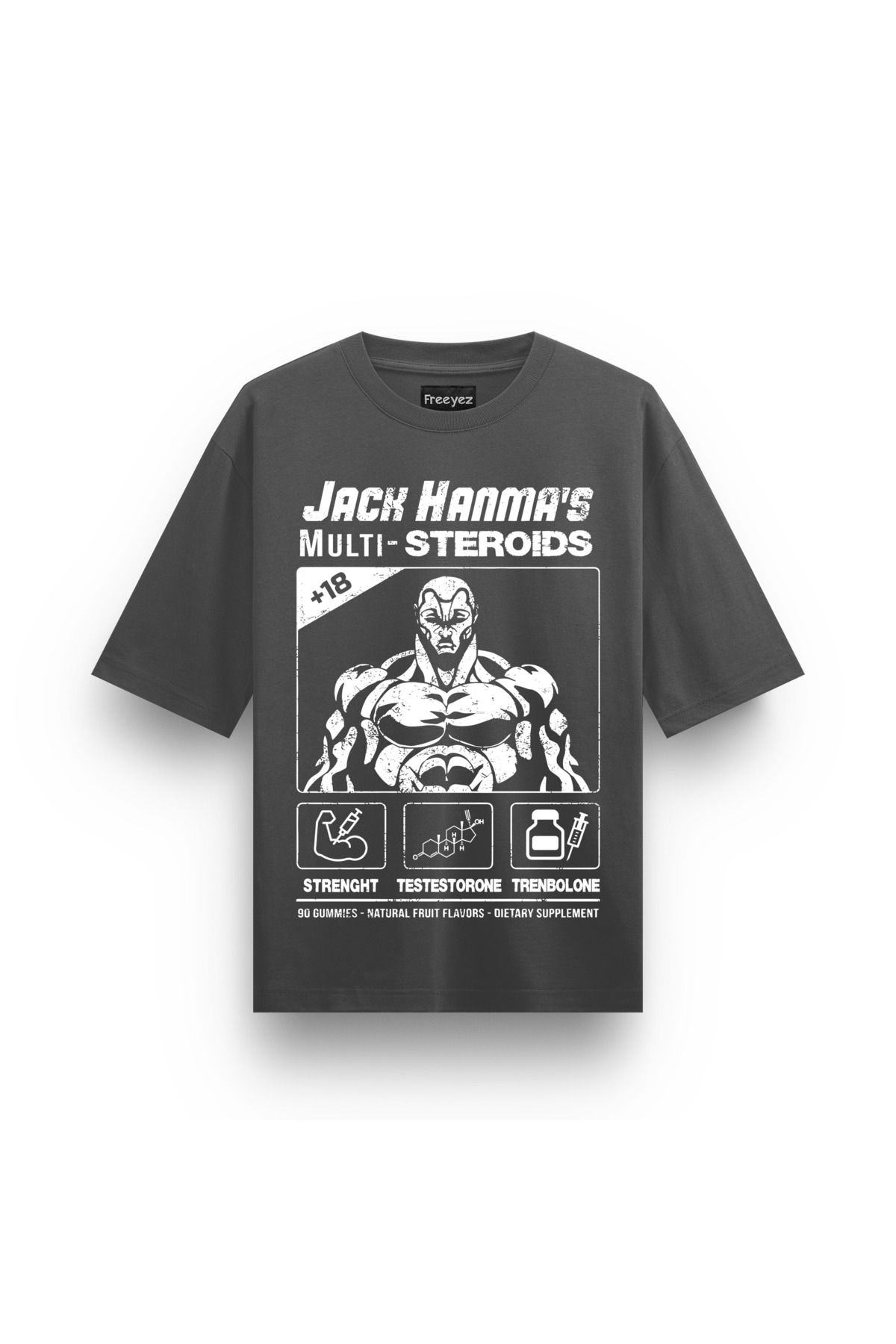 Freeyez Baki Jack Hanma Fitness Oversize Gym Arka ve Ön Baskılı Sporcu Tshirt
