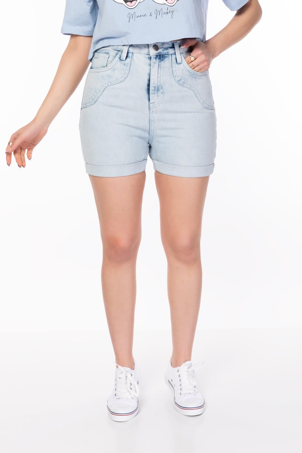 Org Marka Store Bl On Cepler Parcalı 3 Cep Paca Ucu Katlamalı Kot Short