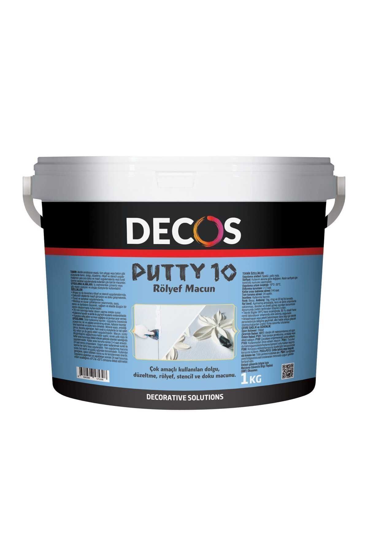 DECOS Putty 10 - Rölyef Stencil Ve Doku Macun Pasta 1,5 Kg