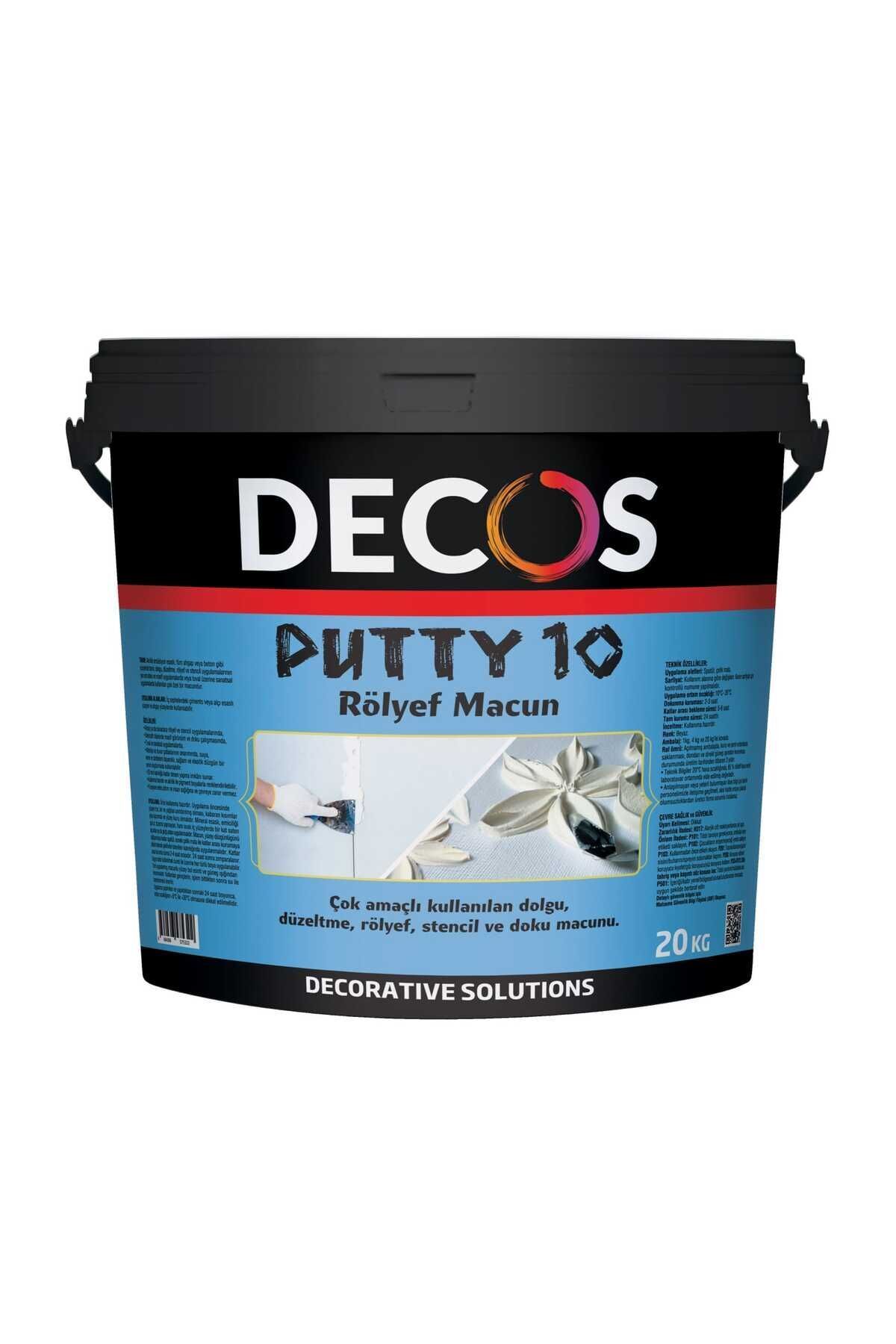 DECOS Putty 10 - Rölyef Stencil Ve Doku Macun Pasta 20 Kg