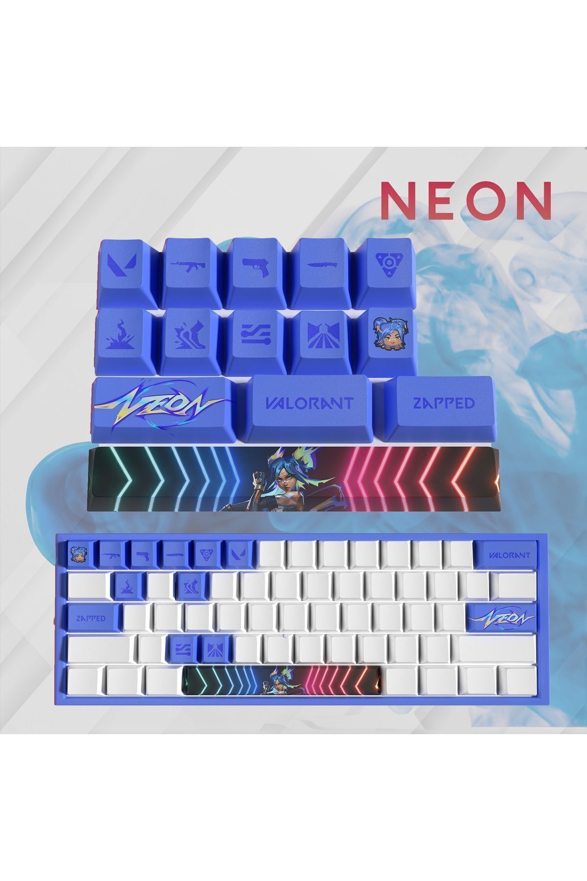 Beast Valorant Neon Keycaps - 14 Adet Klavye Tuşu (MEKANİK KLAVYELER ILE UYUMLUDUR)