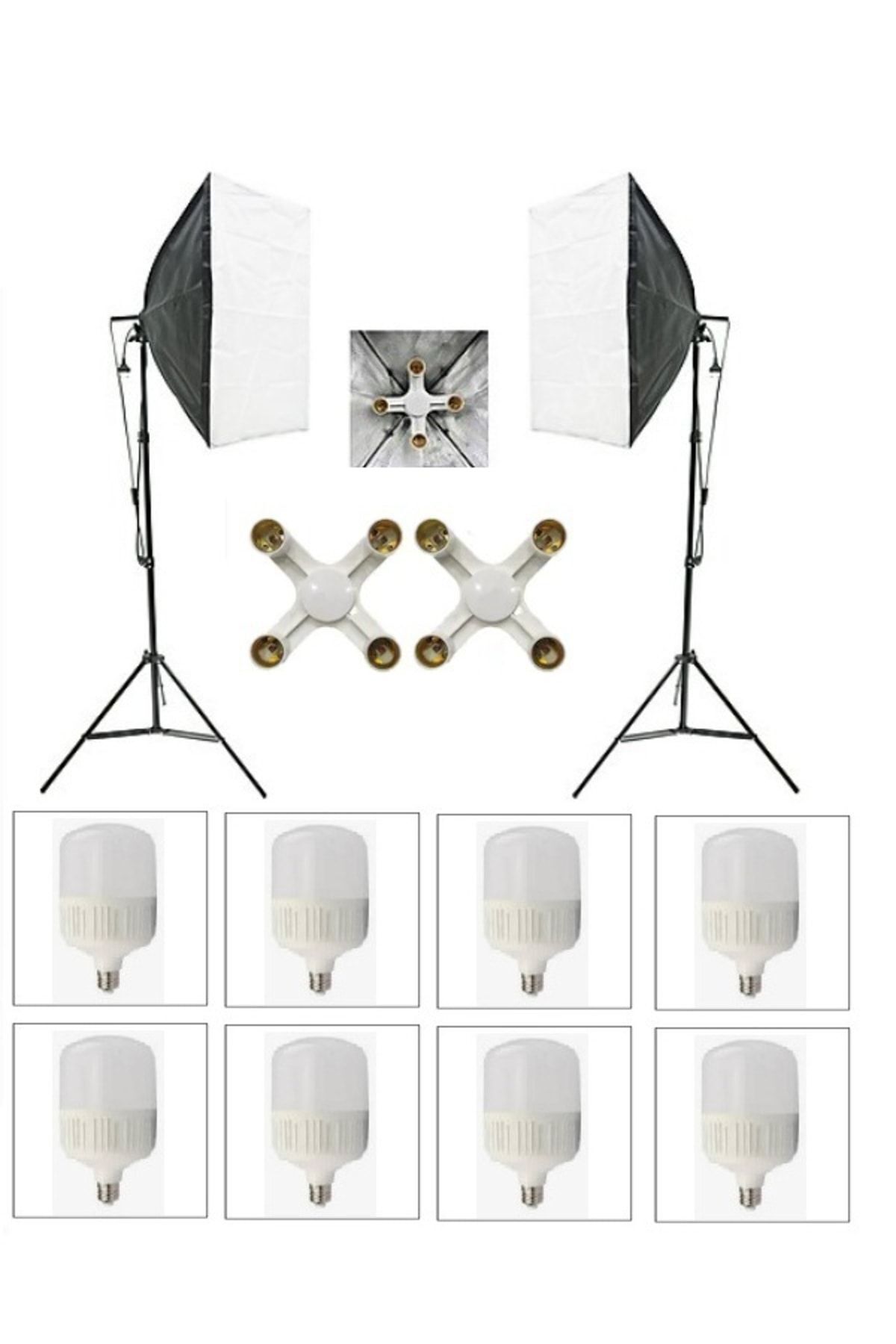 ADA GREENBOX 4 Duylu Softbox (2 Adet) + 2 M Işık Ayağı +8 Adet 20 Wat Led Lamba (toplam 14 400 Lümen)