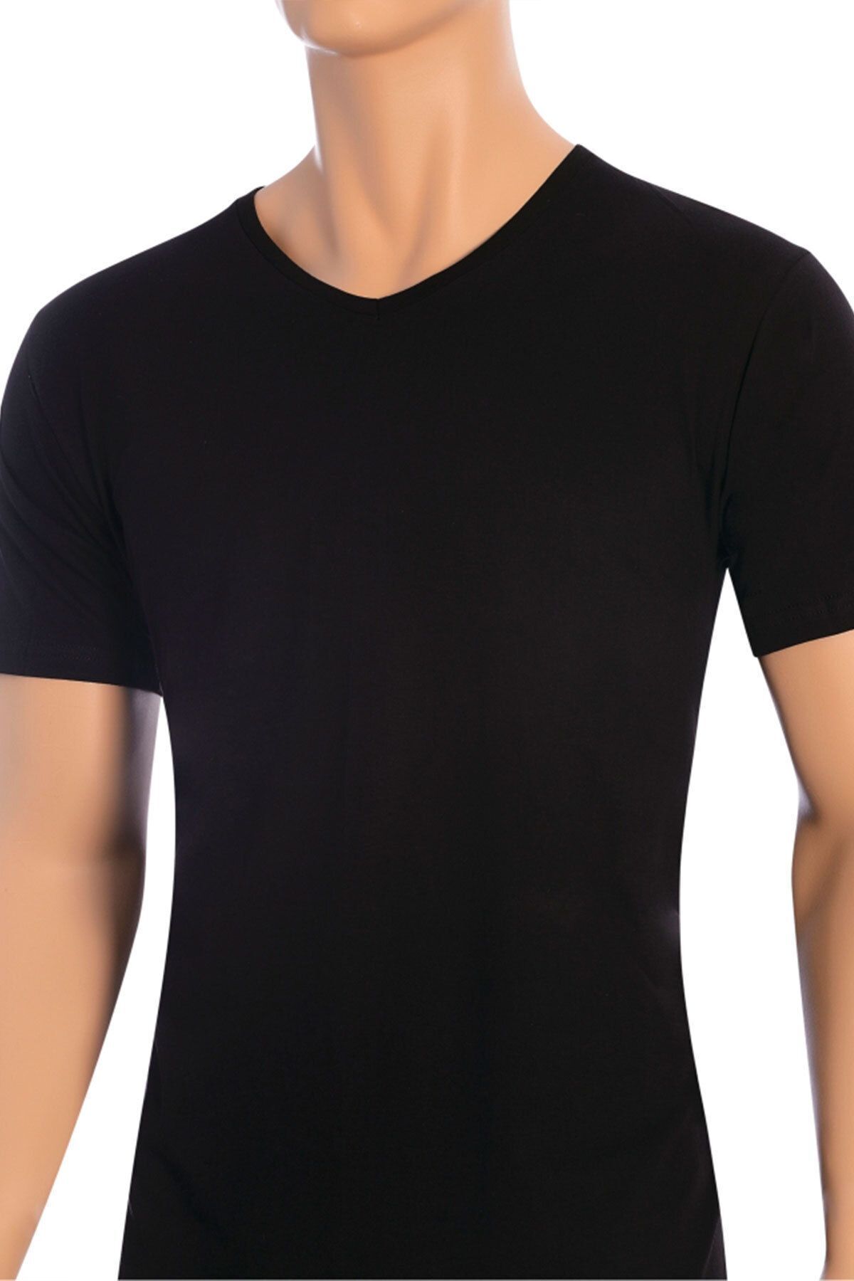 Öts 2'li Erkek Süprem V Yaka T-shirt Siyah (%100 Pamuk)