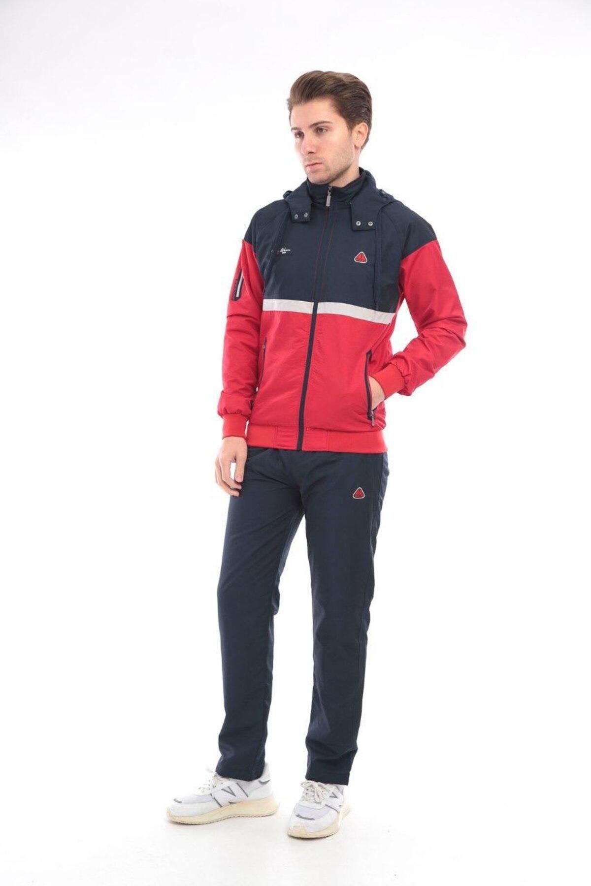 SOCCER Twill Penye Kumaş Çıkma Kapüşonlu Erkek Spor Eşofman Takımı 4354