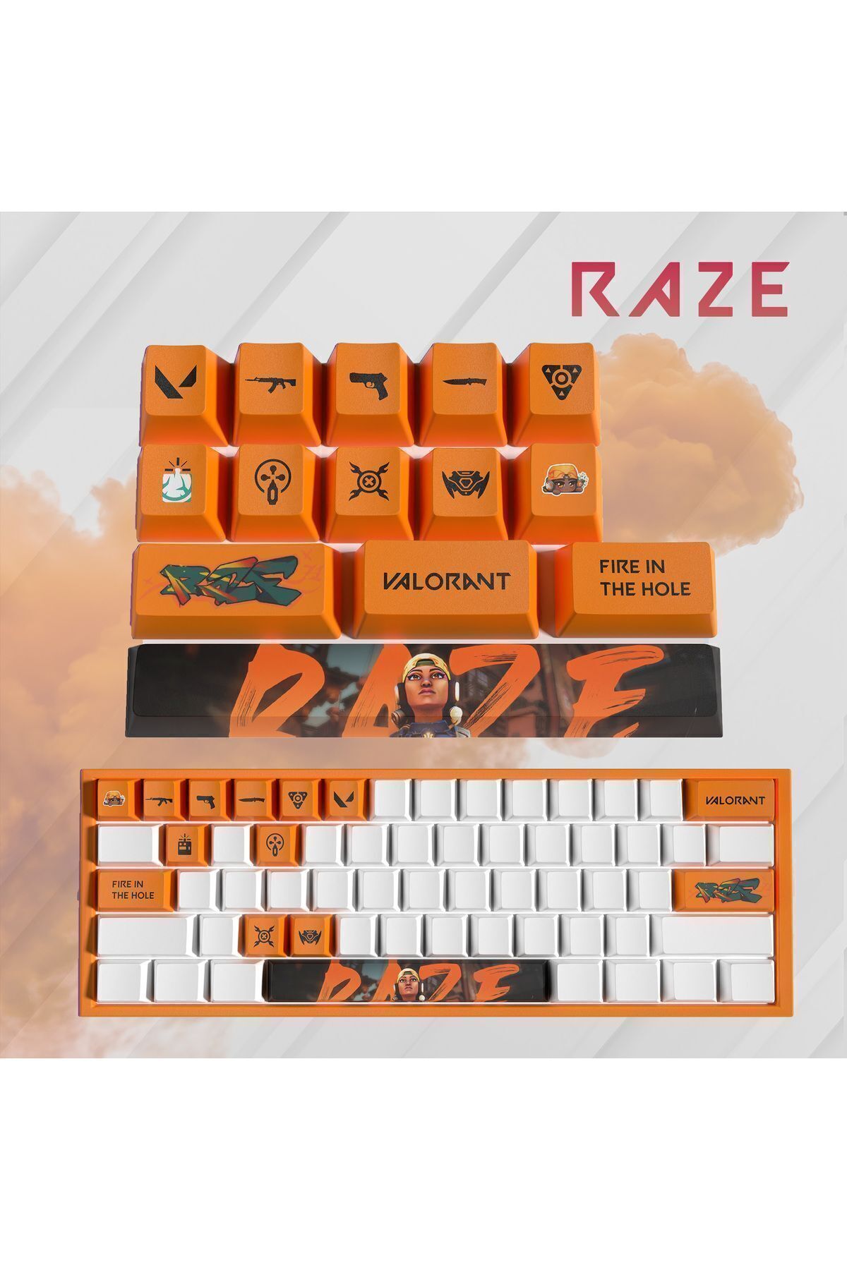 Beast Valorant Raze Keycaps -14 Adet Klavye Tuş Seti ( Mekanik Klavyeler Ile Uyumludur )