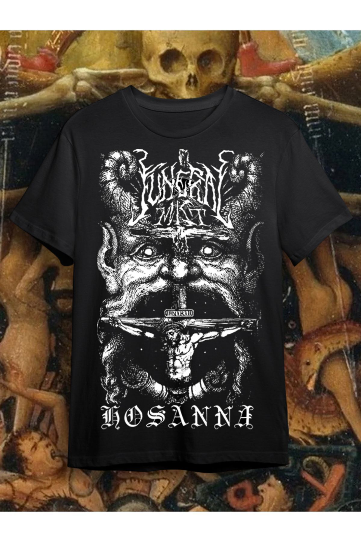 vampcat art Funeral Mist Ön ve Arka Baskılı T-shirt
