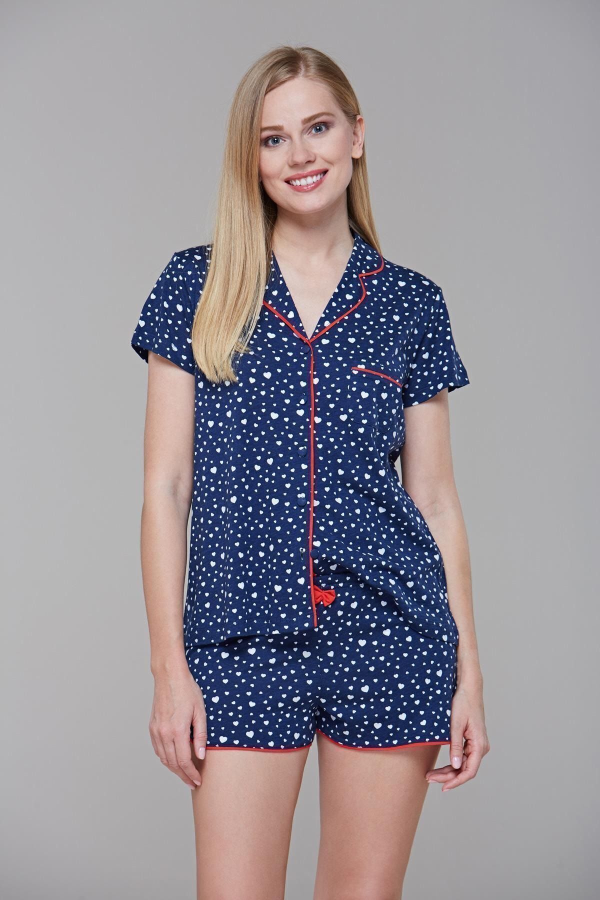 Pjs Pijama 21497 Kadın Cepli Düğmeli Şort Takım