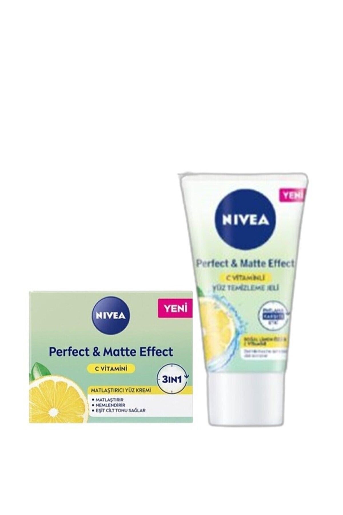 NIVEA Perfect & Matte Effect C Vitaminli Yüz Bakım Kremi 50 ml ve Yüz Temizleme Jeli 50 ml