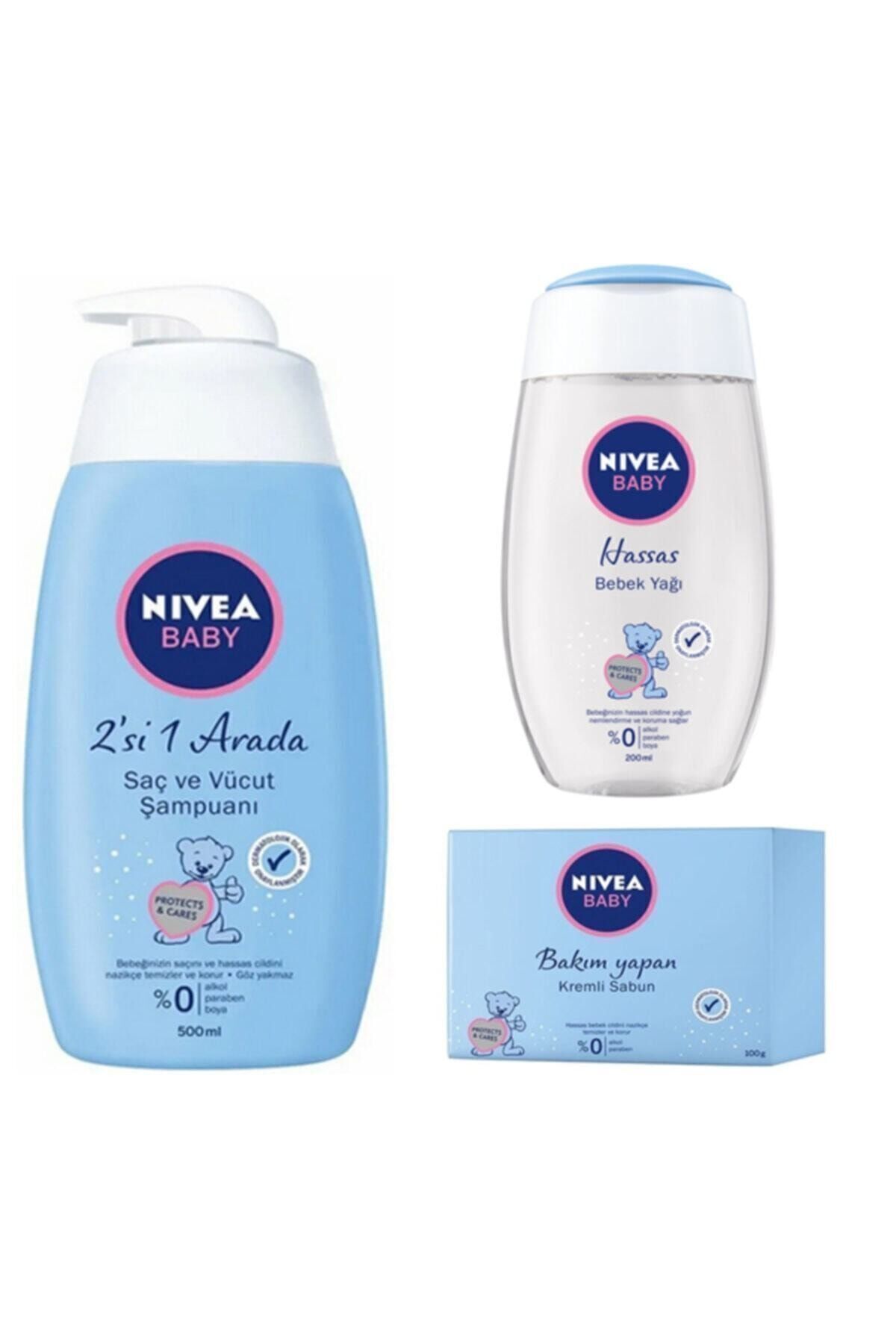NIVEA Set 500 Ml Şampuan + 200 Ml Bebek Yağı + 100 Gr Kremli Sabun