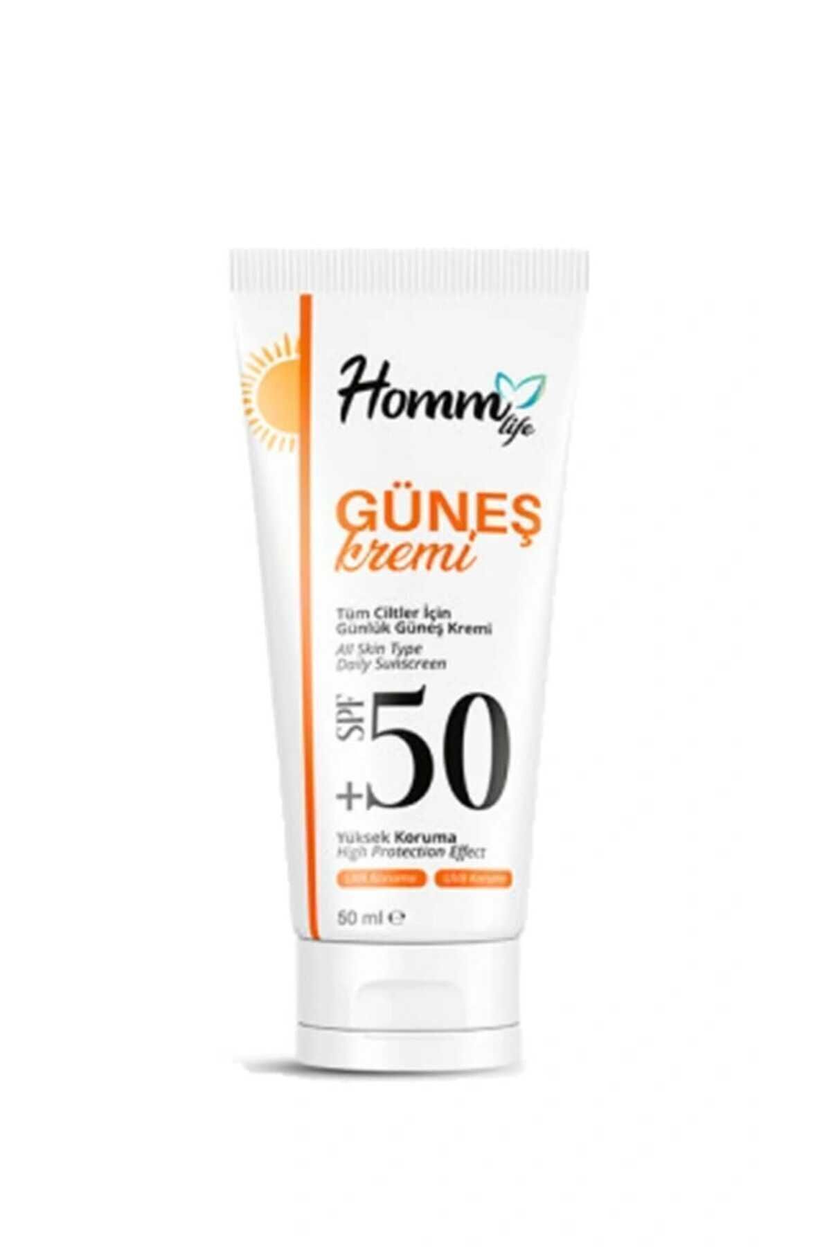 Homm Bitkisel Güneş Kremi +50 spf Yüksek Koruma Tüm Cilt Tipleri İçin Yaşlanma Karşıtı