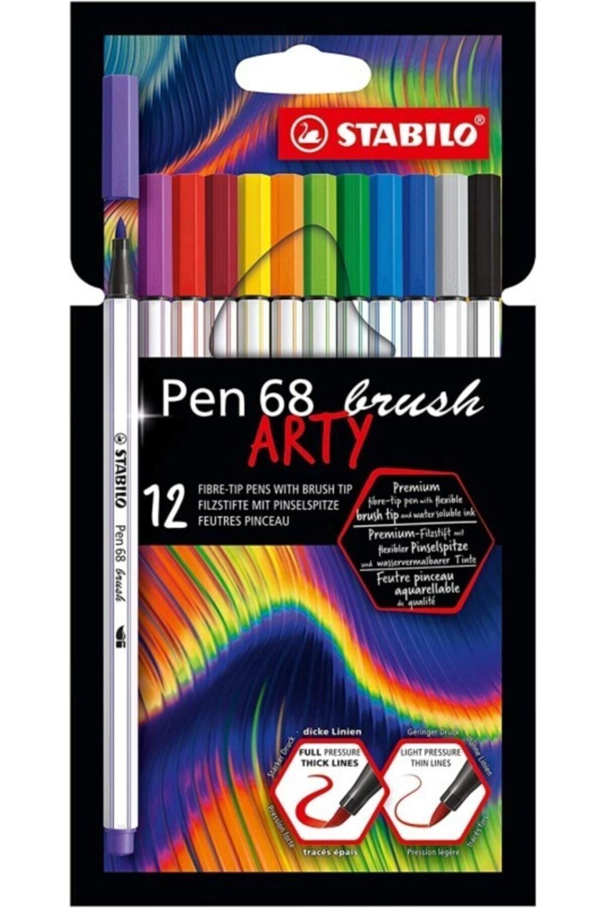 Stabilo Pen 68 Brush Arty Fırça Uçlu Keçeli Kalem Seti 12'li