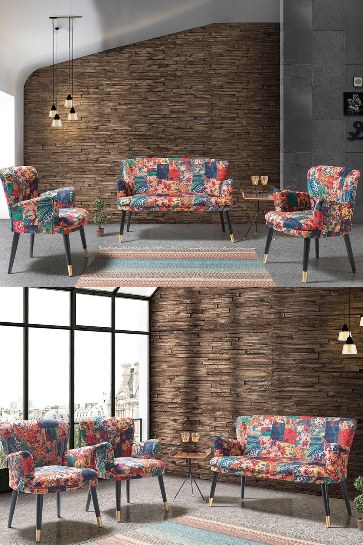 Eymense Patchwork Çay Seti Koltuk Takımı