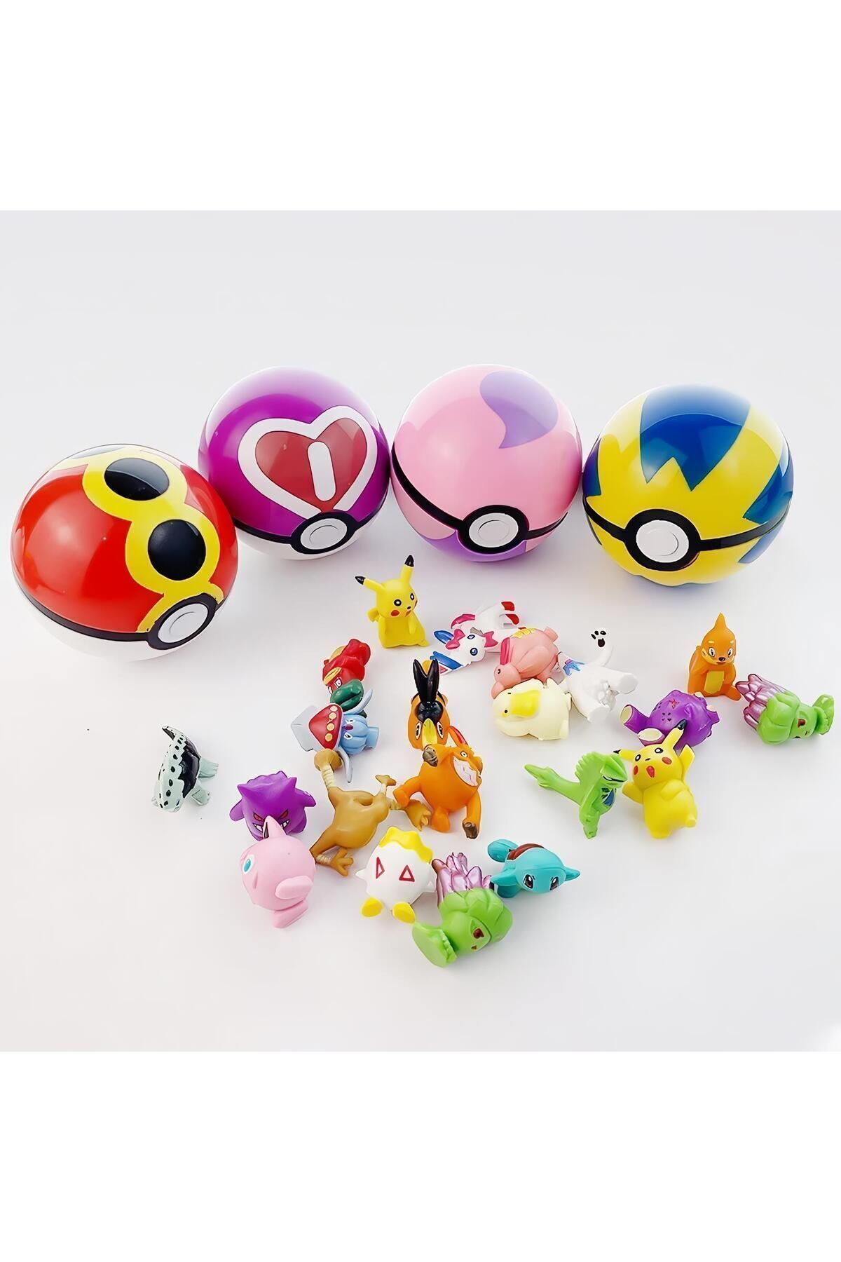 e-life shop Pokemon Go Sürpriz Figürlü Açılır Kapanır Pokeball Poke Top 10'lu Pokemon Kartı Figür Oyuncak Seti