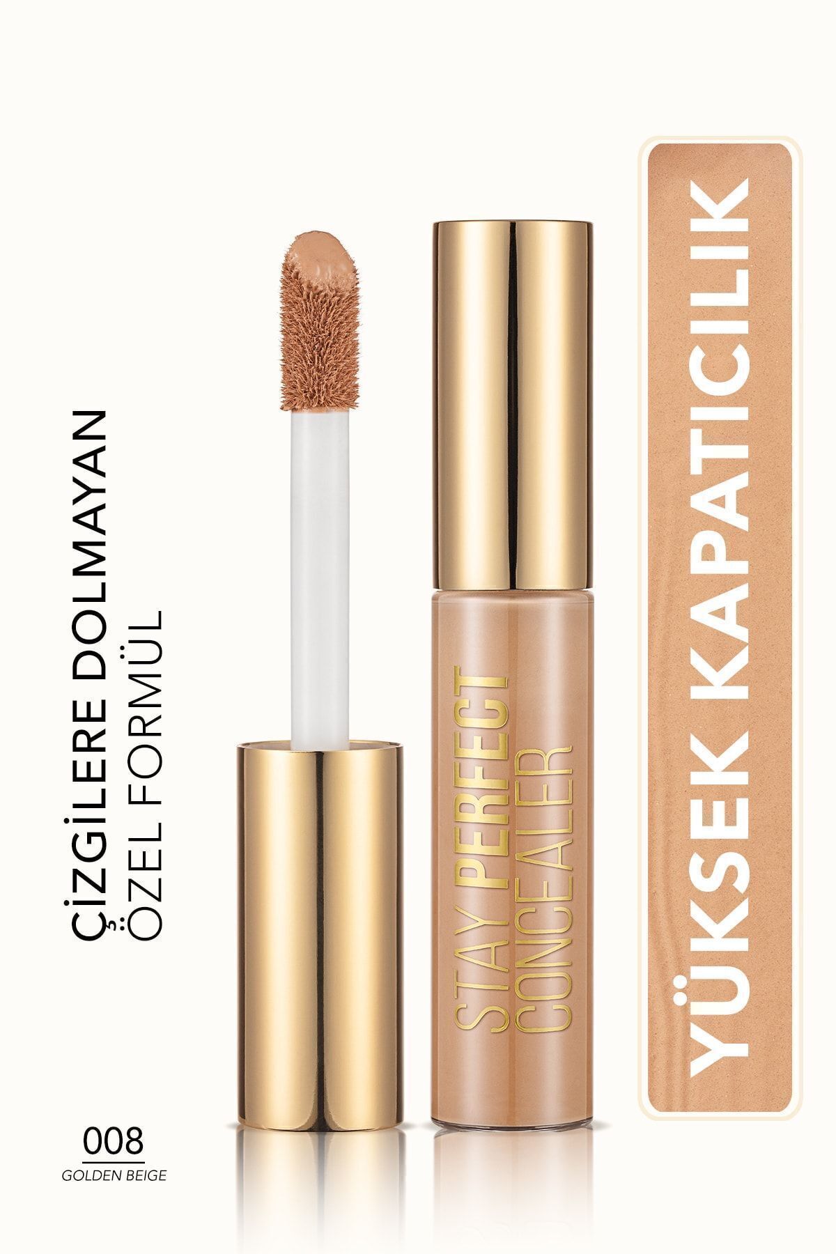 Flormar Doğal Bitişli Kapatıcı (SICAK ALT TON) - Stay Perfect Concealer - 008 Golden Beige - 8682536037426