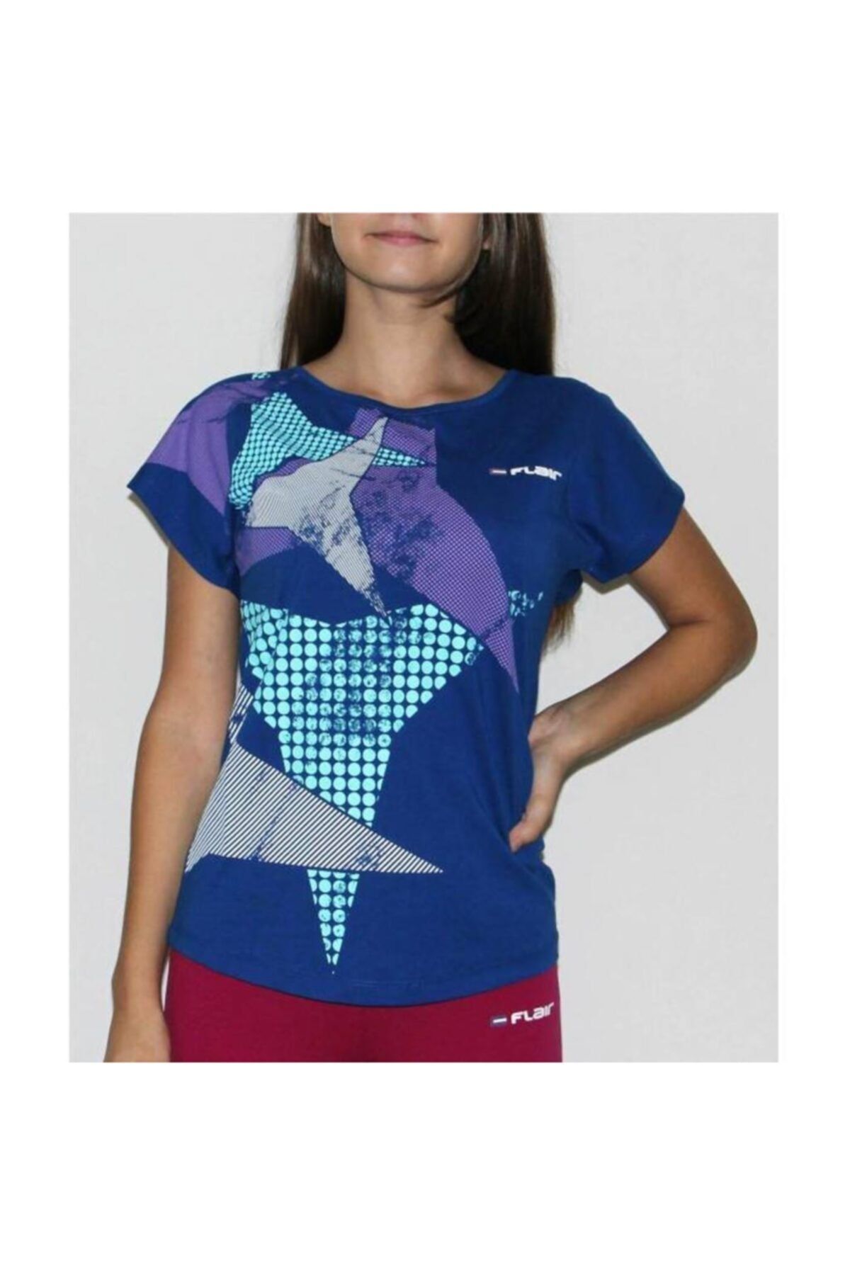 Flair Yıldız Baskılı Kadın Mavi Atlet Tişört