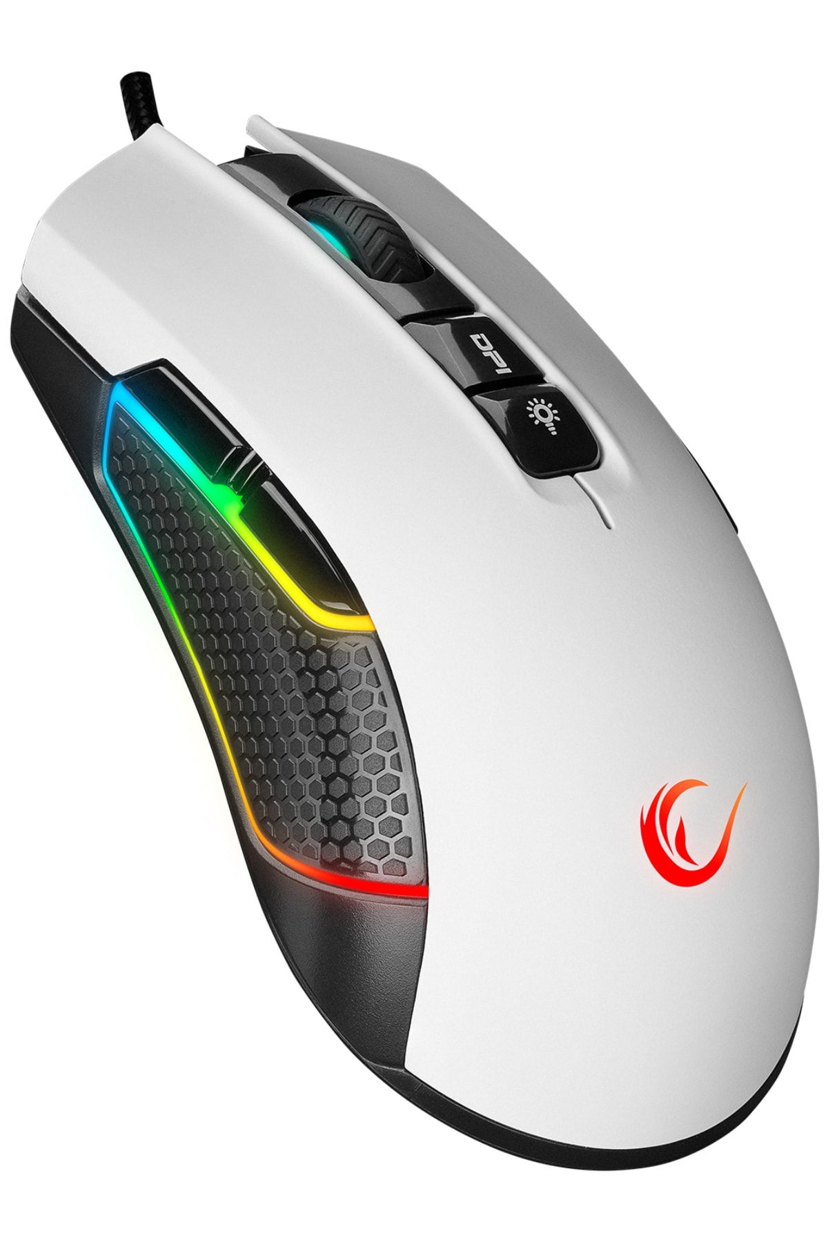 Rampage SMX-R600 PYTHON Beyaz 12400dpi Gaming Oyuncu Mouse Makrolu Mouse RGB Örgü Kablo 9TUŞLU