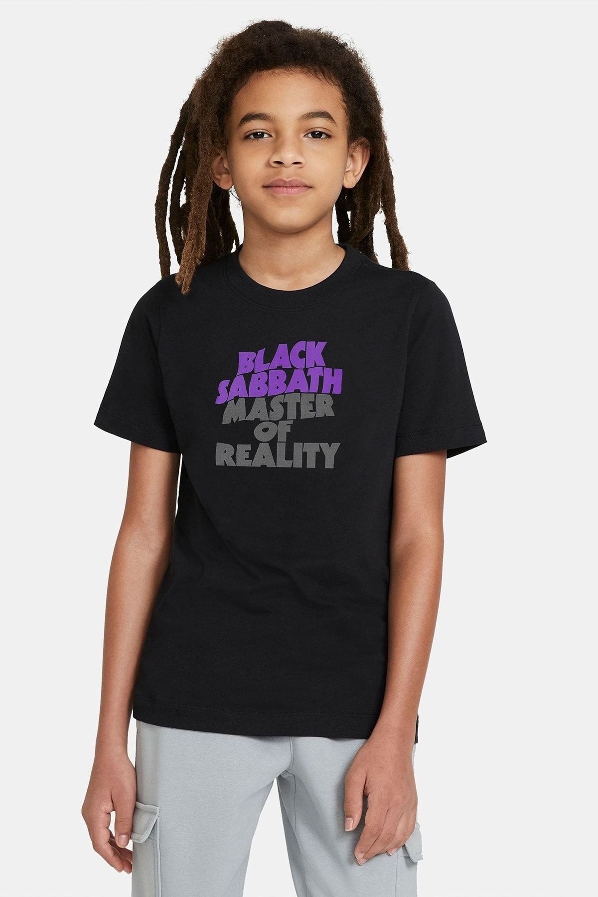 QIVI Unisex Çocuk Siyah Black Sabbath Master Of Reality Baskılı T-shirt
