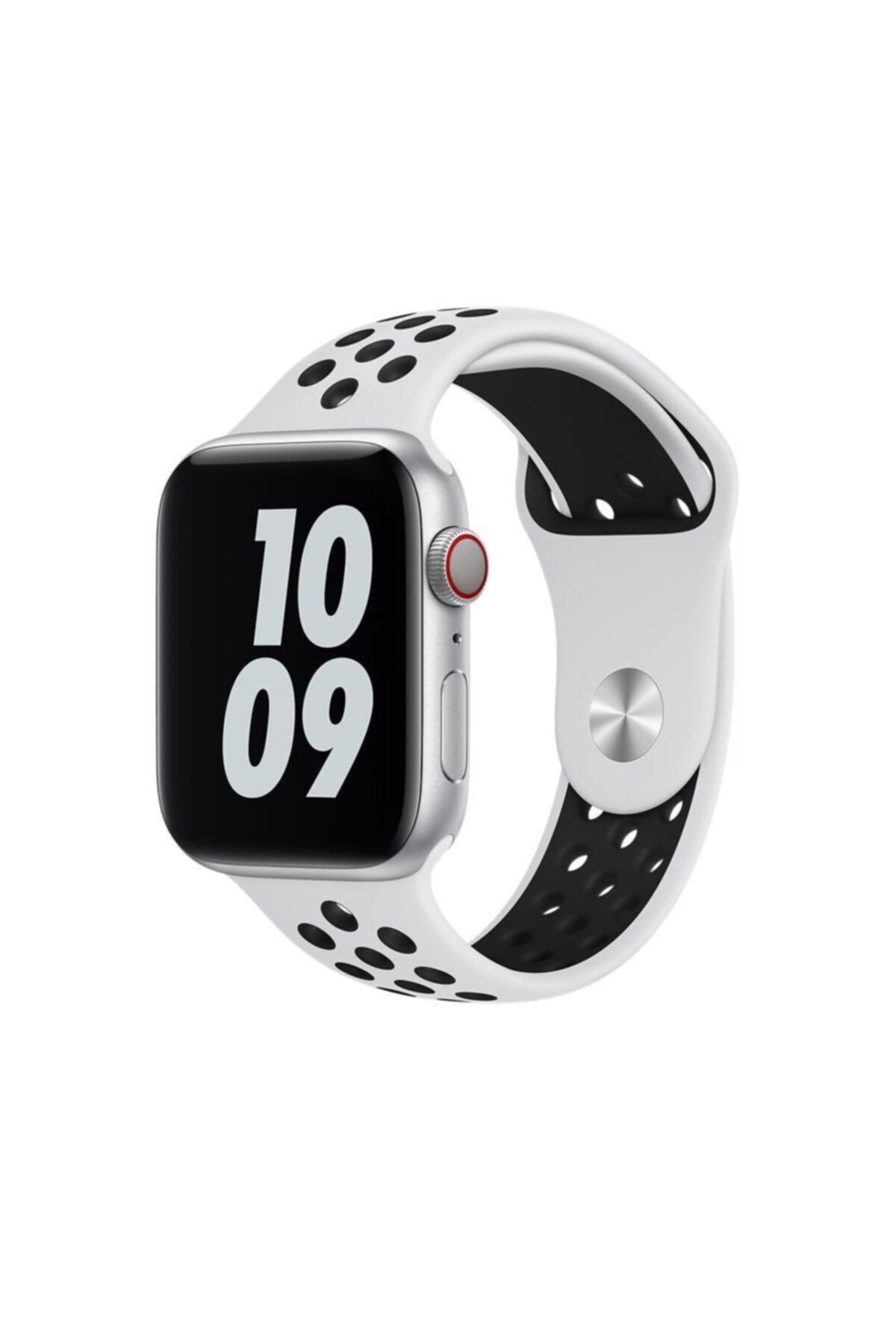 MELİKZADE Apple Watch 9 8 7 6 5 4 3 Se 42mm-44mm-45mm Uyumlu Delikli Silikon Spor Kordon Beyaz Siyah