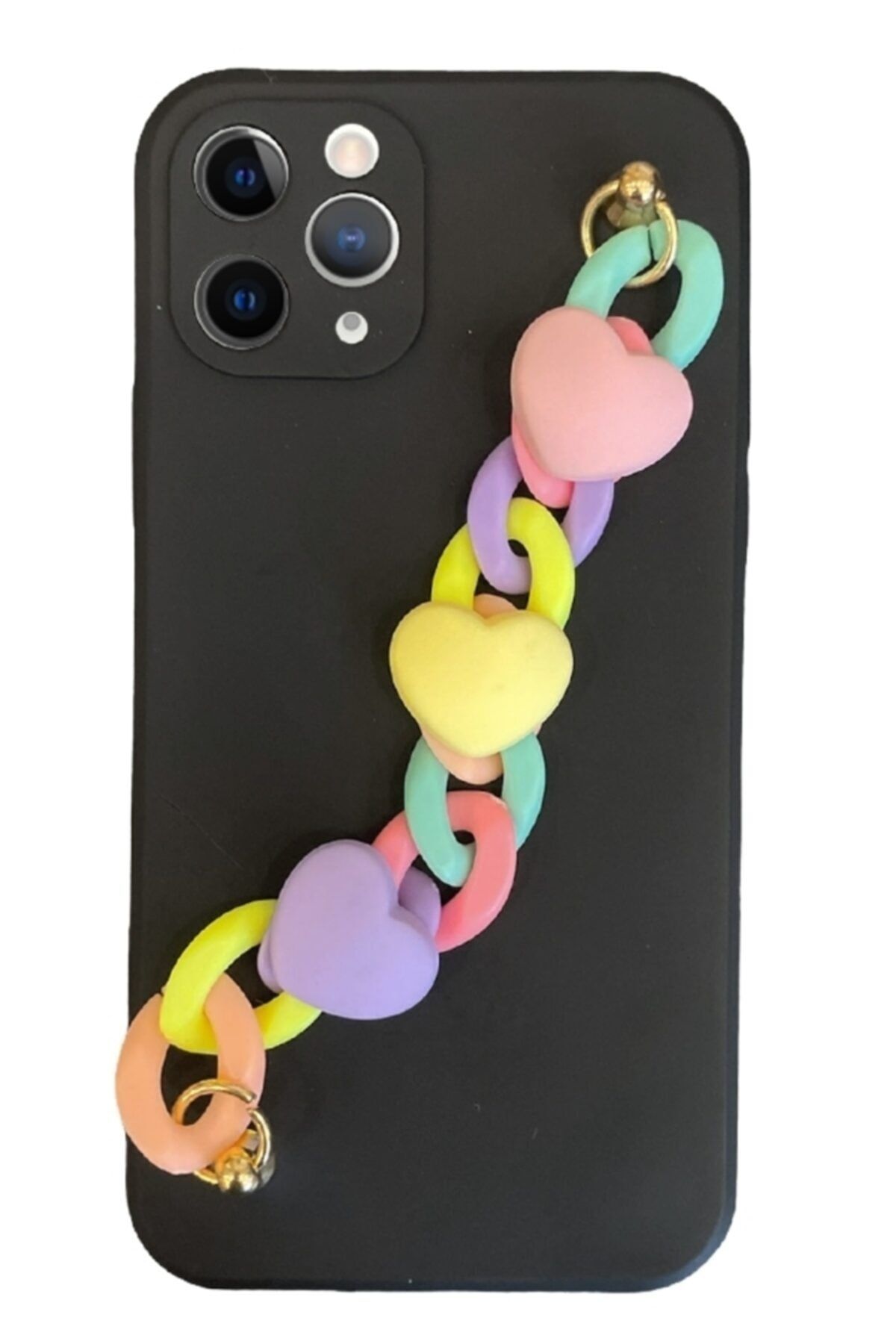 Mobilcadde Iphone 11 Pro Max Bilek Askılı Zincirli Kamera Korumalı Siyah Kılıf