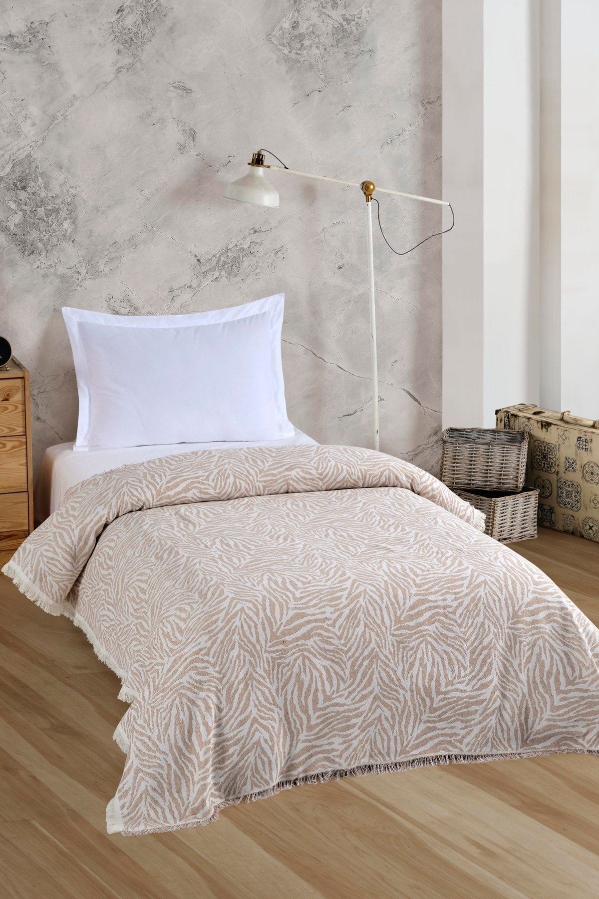 LADYNİL Tek Kişilik Yatak Örtüsü 160x210 Bej