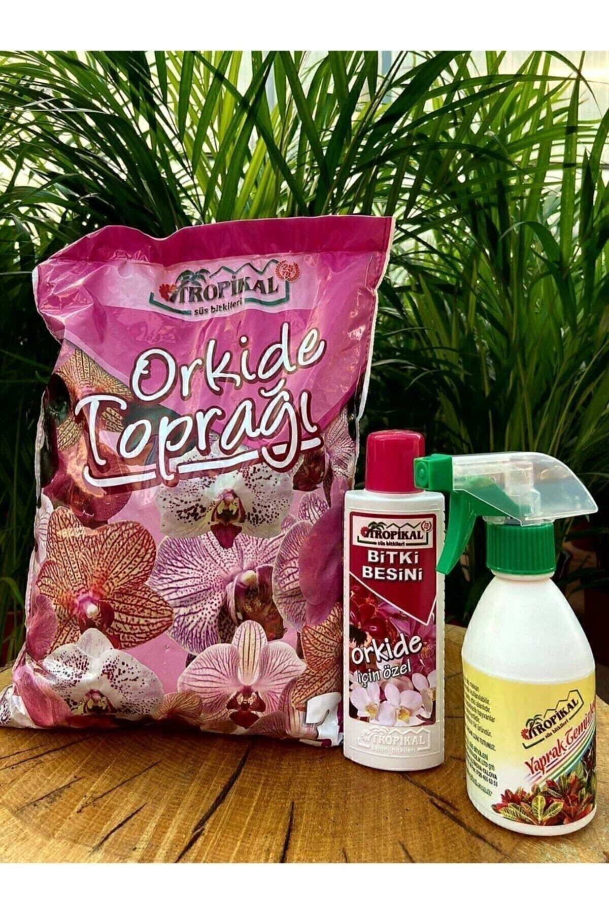 TROPİKAL Orkide Toprağı 3 Lt+orkide Çiçek Açtıran Bitki Besini 225 Ml+Yaprak Temızleyıcı 250 ml