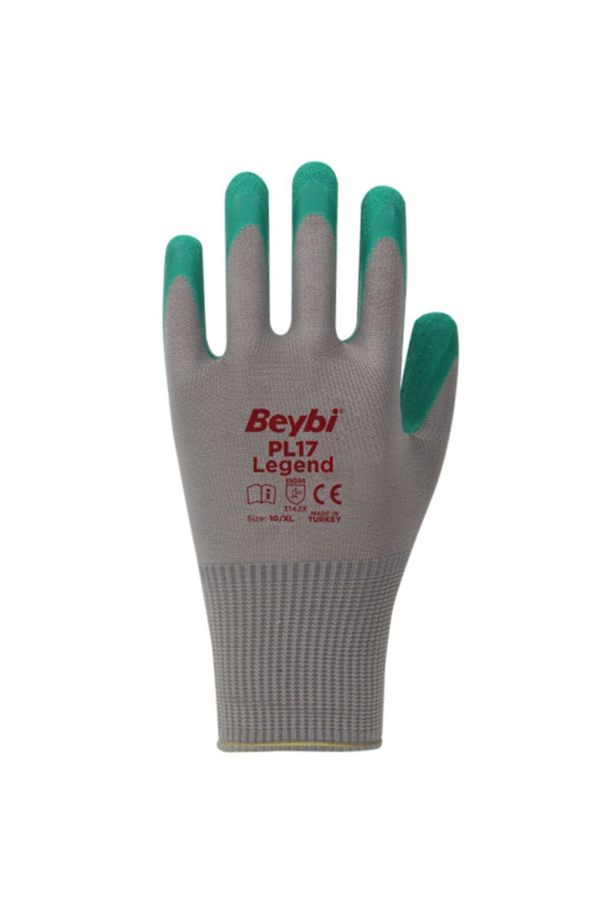 BEYBİ Pl 17 Legend Polyester Örme Lateks Eldiven Yeşil 10 Numara 12 Çift